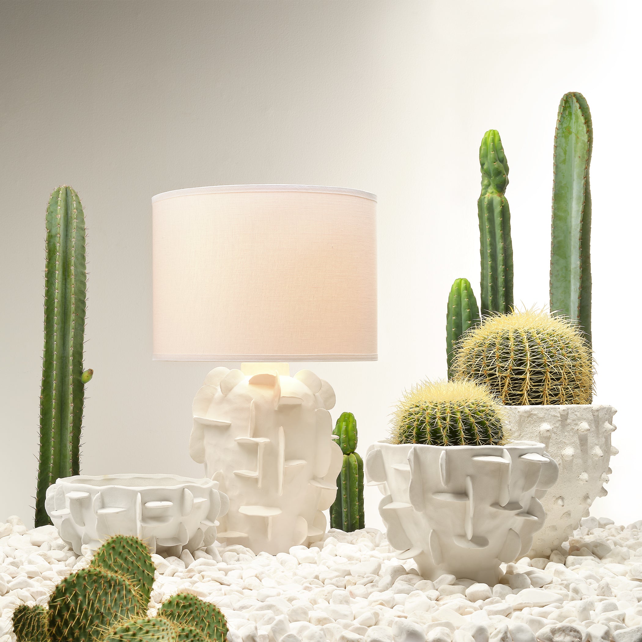 Helios Ceramic Table Lamp with Linen Shade by Jamie Young