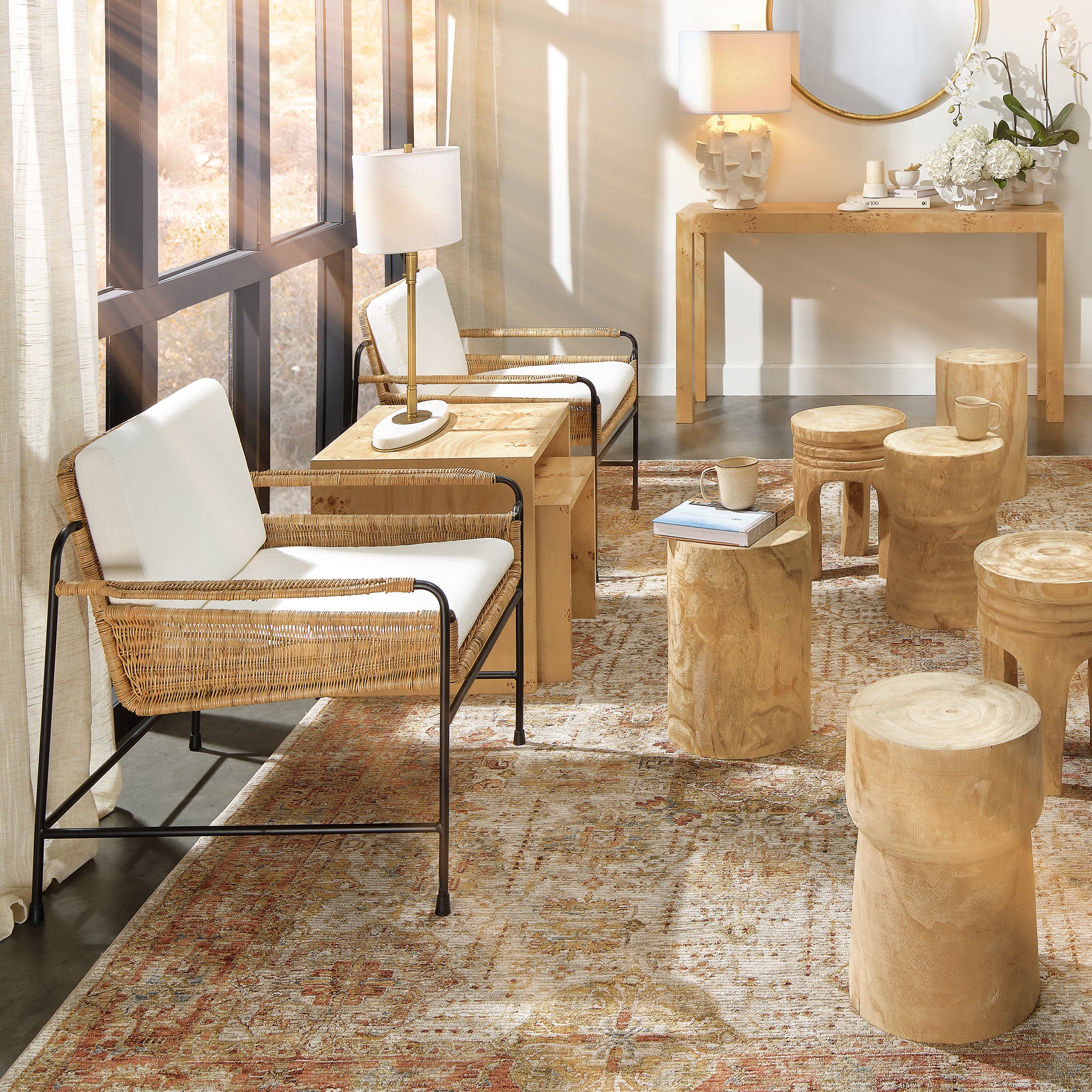 Helios Ceramic Table Lamp with Linen Shade by Jamie Young