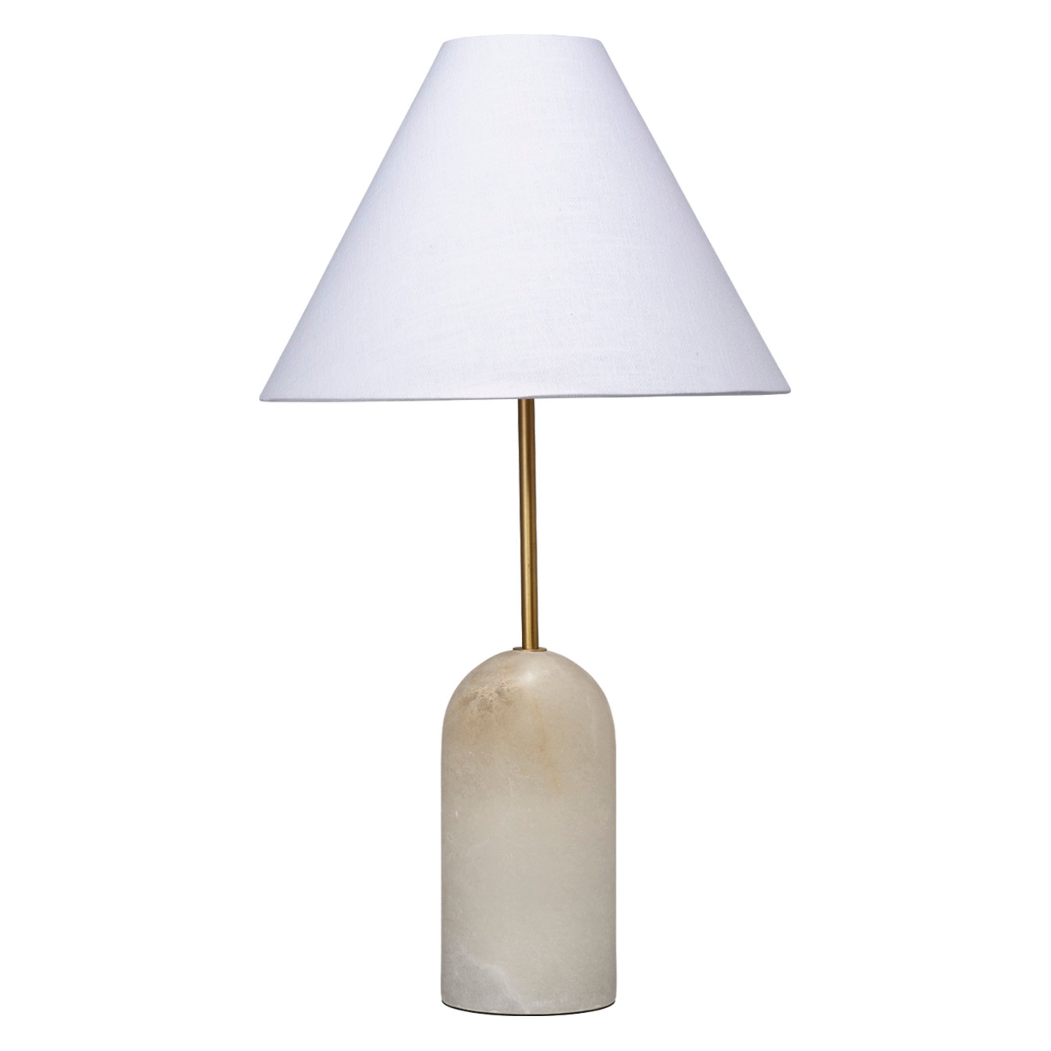 Holt Alabaster Table Lamp with Linen Shade by Jamie Young