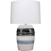 Horizon Striped Ceramic Table Lamp with Linen Shade by Jamie Young