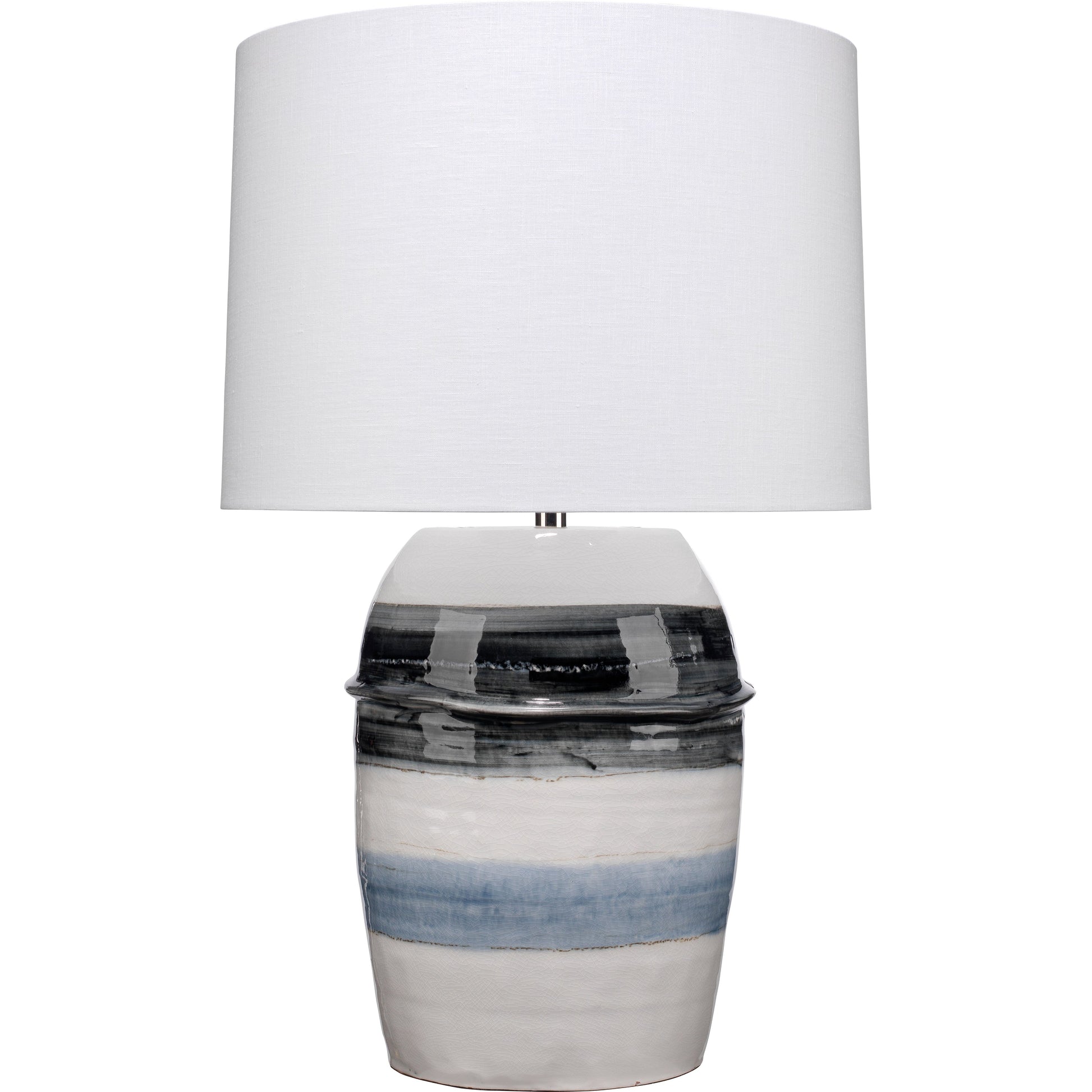 Horizon Striped Ceramic Table Lamp with Linen Shade by Jamie Young