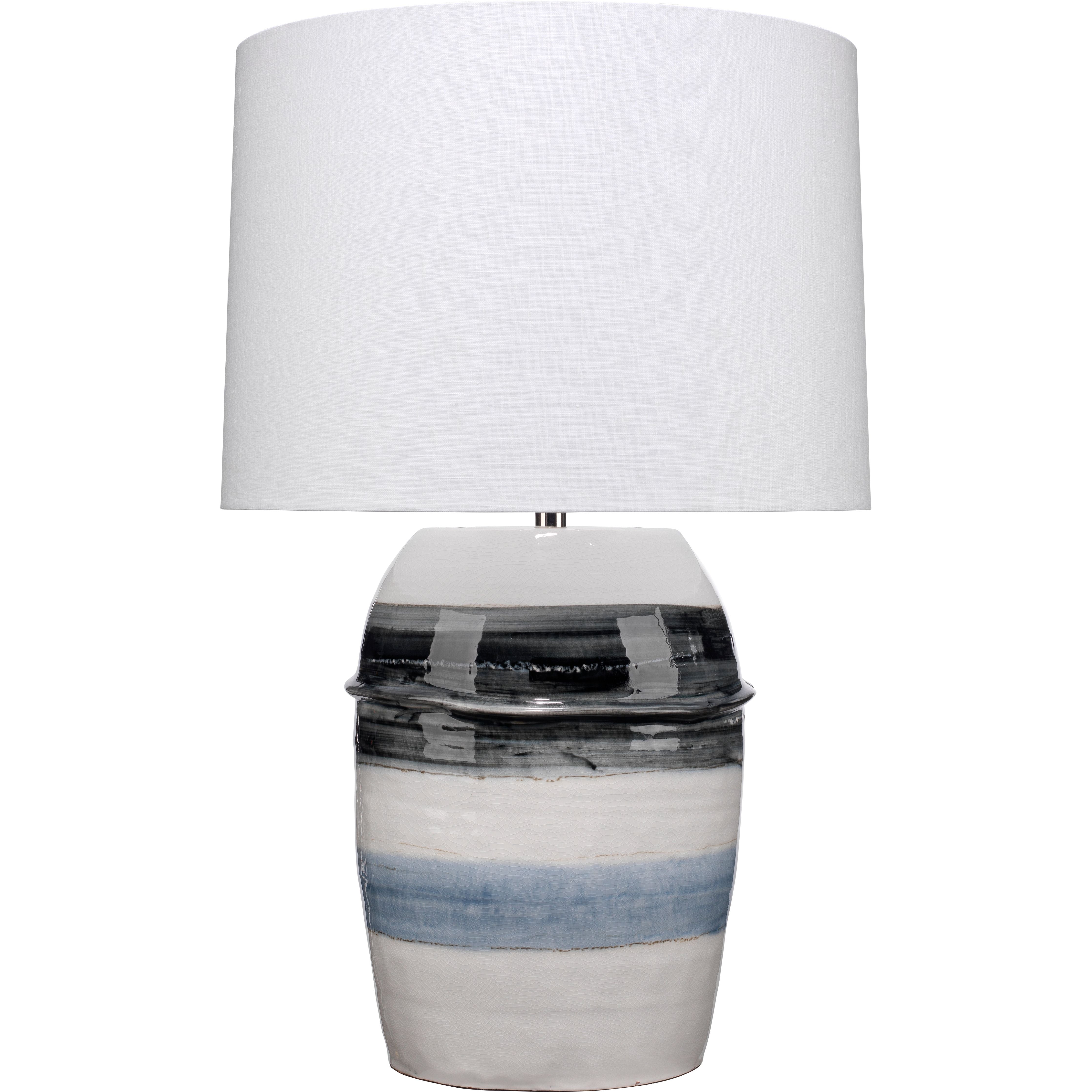 Horizon Striped Ceramic Table Lamp with Linen Shade by Jamie Young