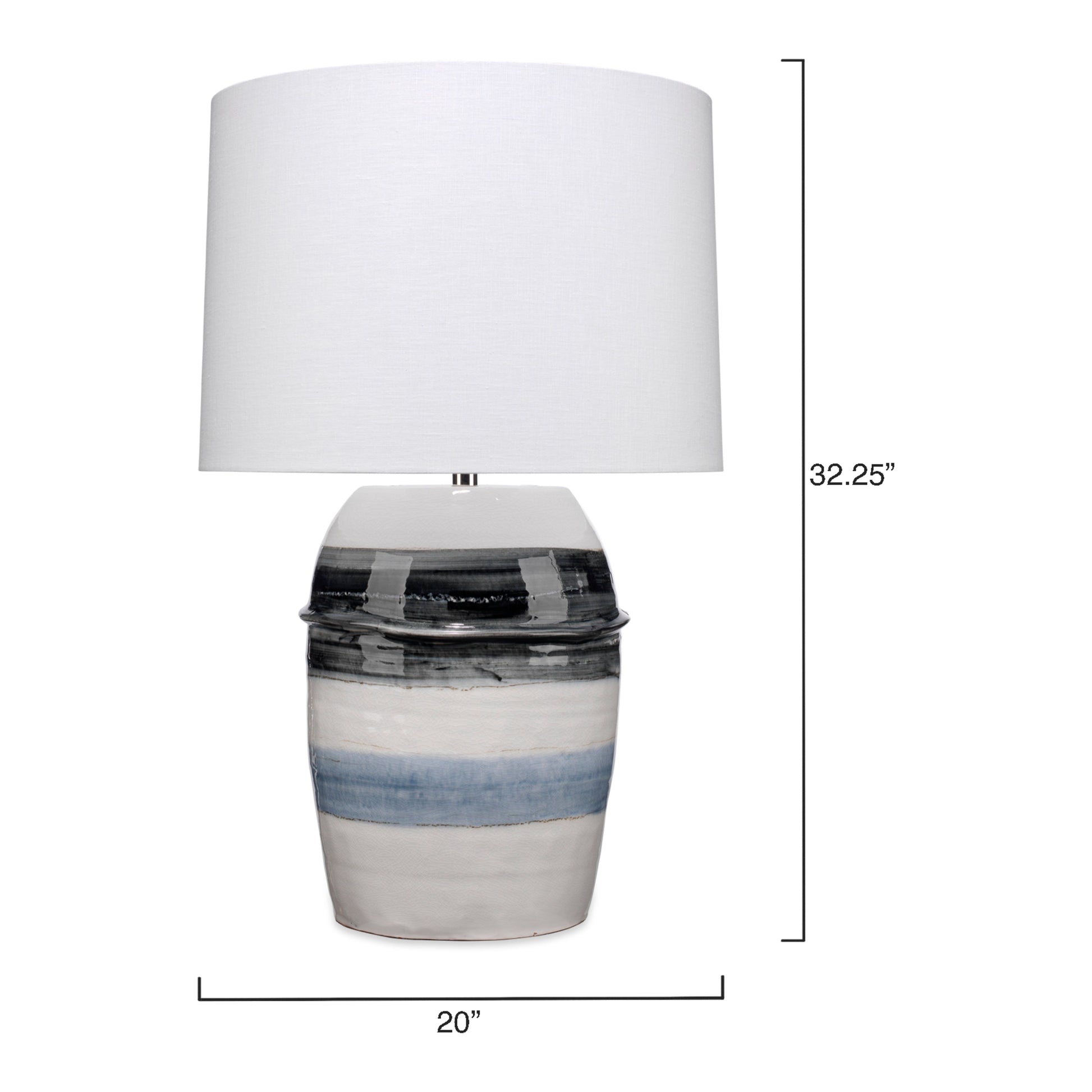 Horizon Striped Ceramic Table Lamp with Linen Shade by Jamie Young