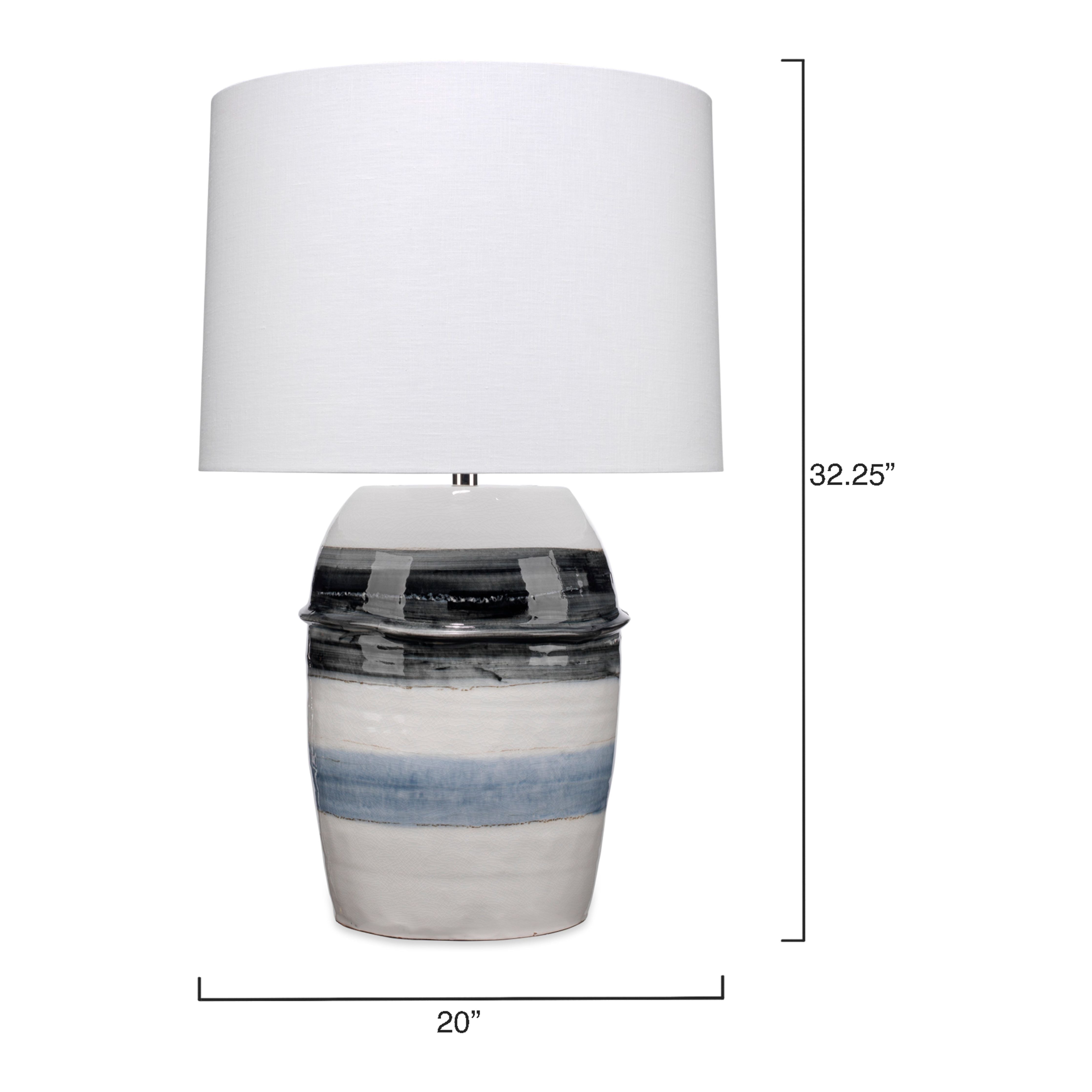 Horizon Striped Ceramic Table Lamp with Linen Shade by Jamie Young