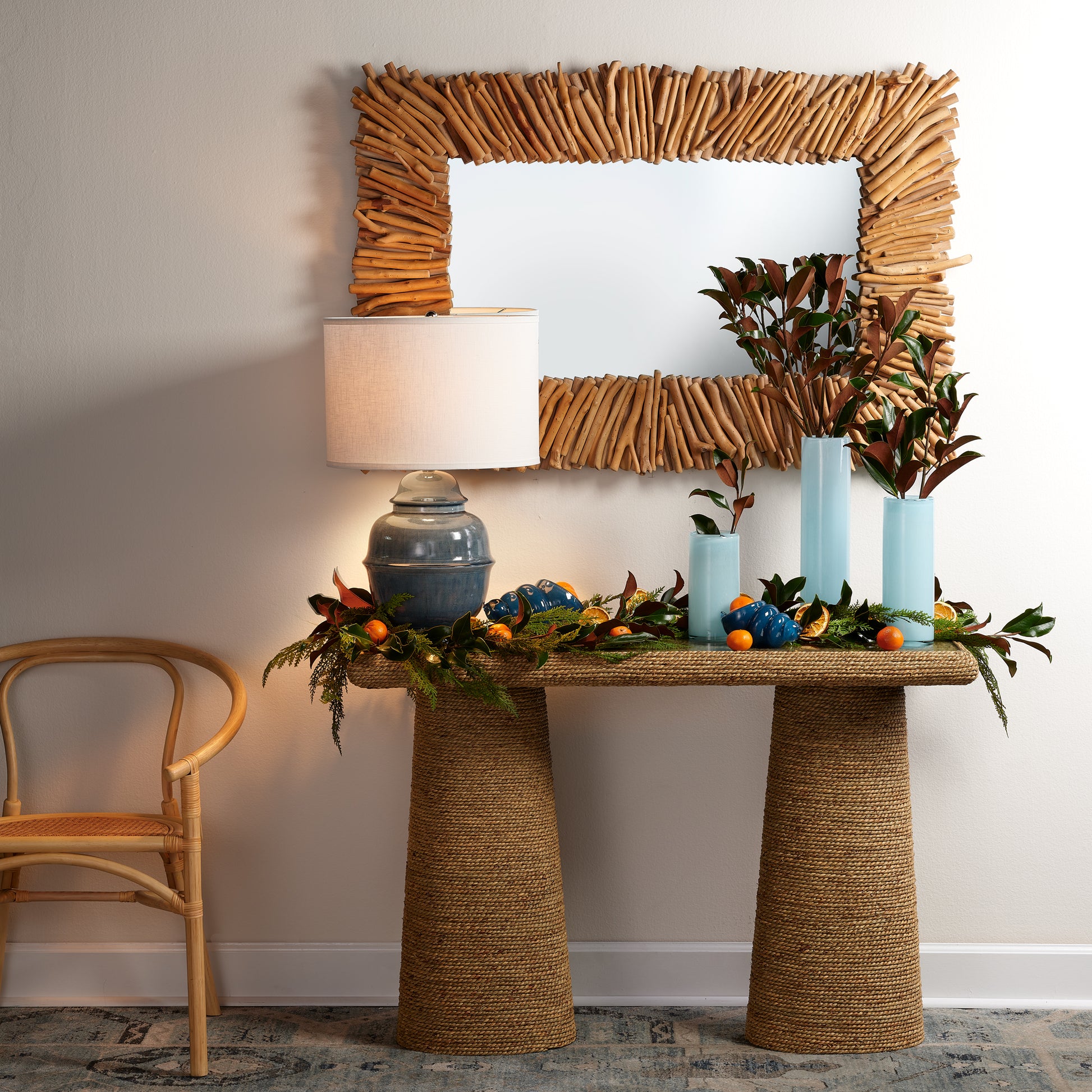 Kaya Ceramic Table Lamp with Linen Shade by Jamie Young