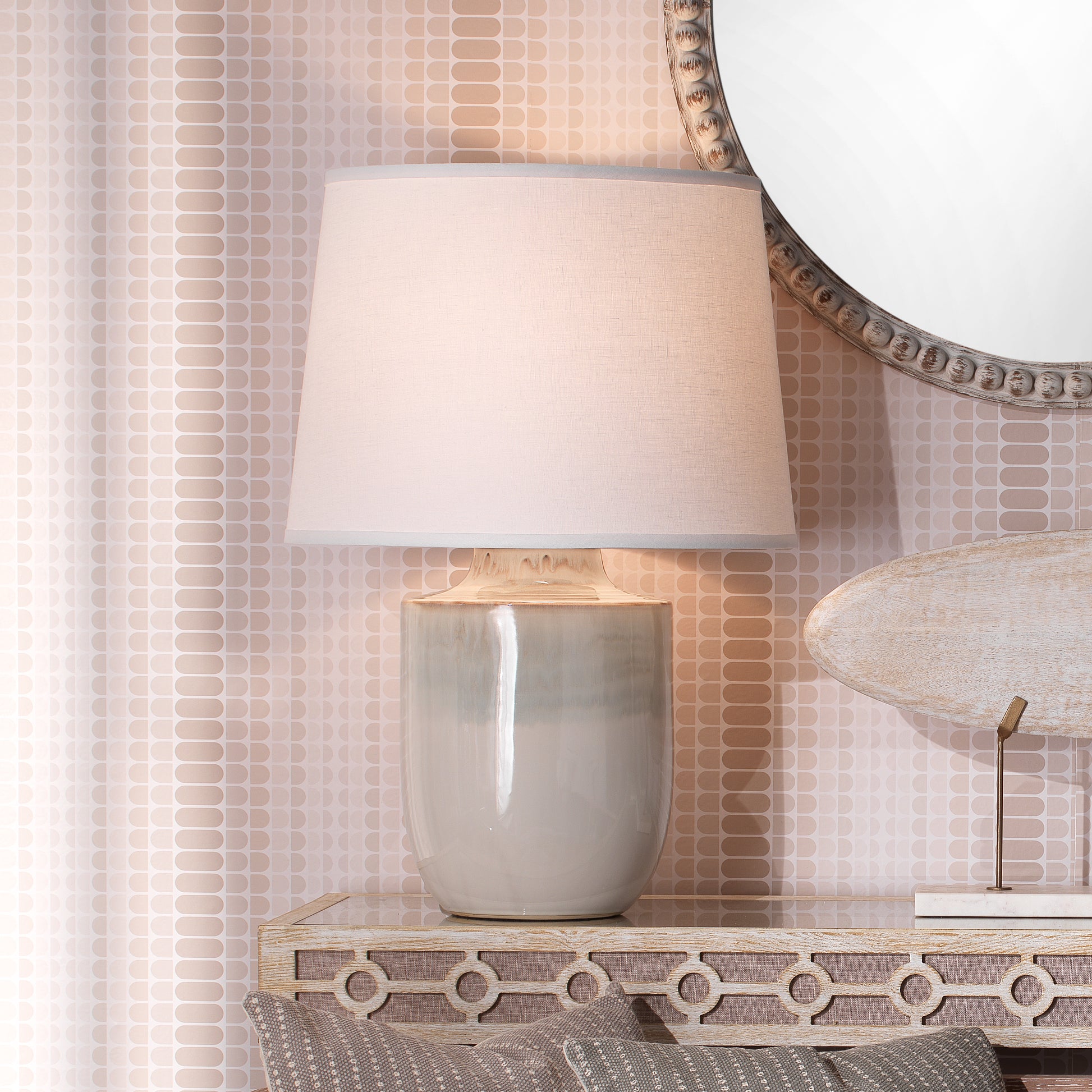 Lagoon Ceramic Table Lamp with Linen Shade by Jamie Young
