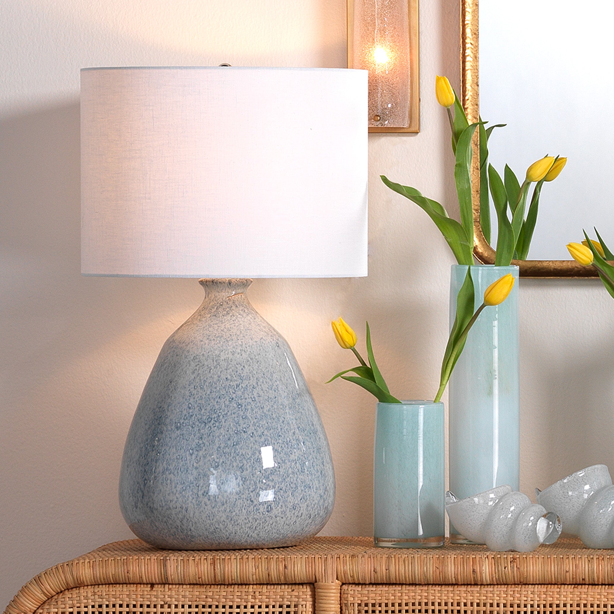 Levi Ceramic Table Lamp with Linen Shade by Jamie Young