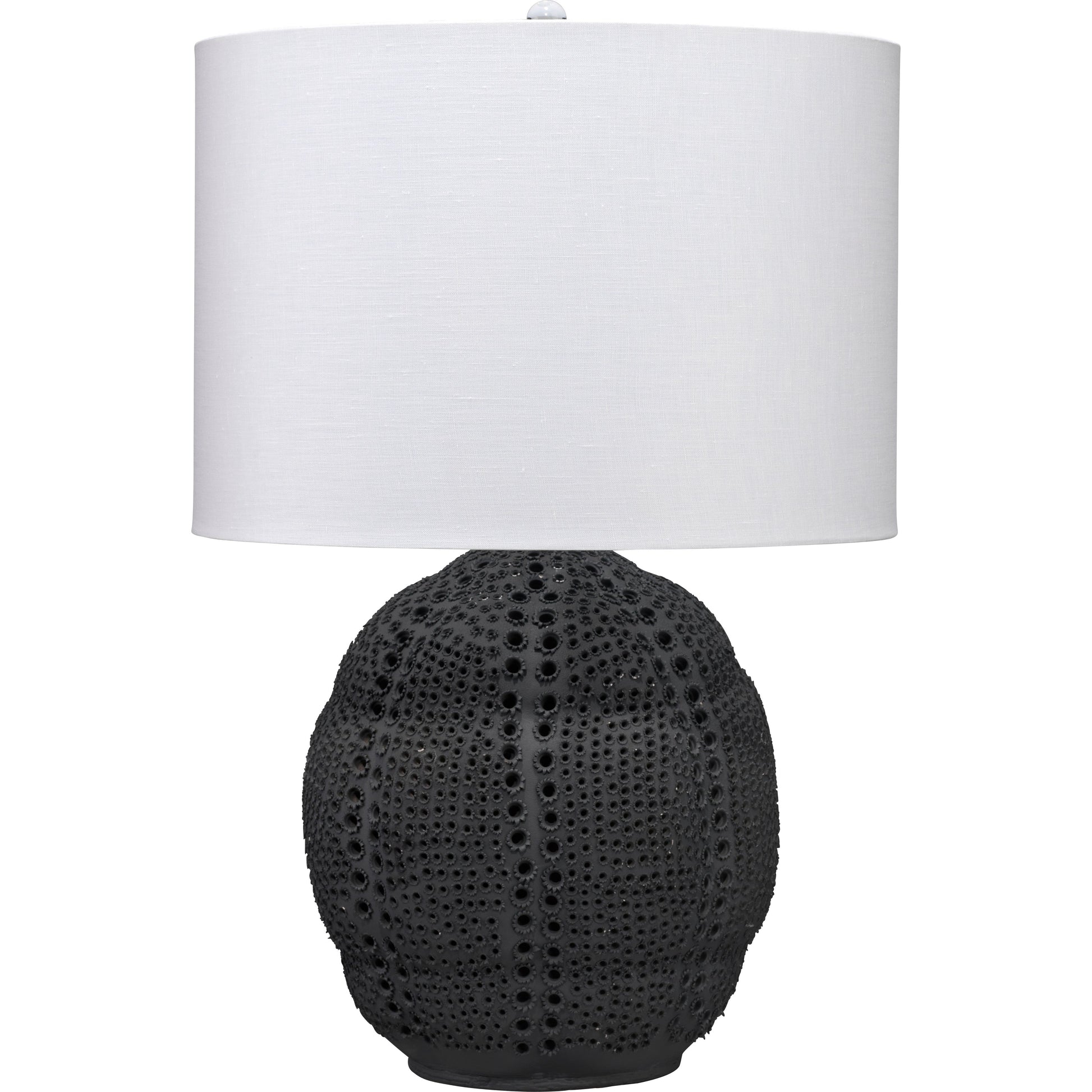 Lunar Polyresin Table Lamp with Linen Shade Black by Jamie Young