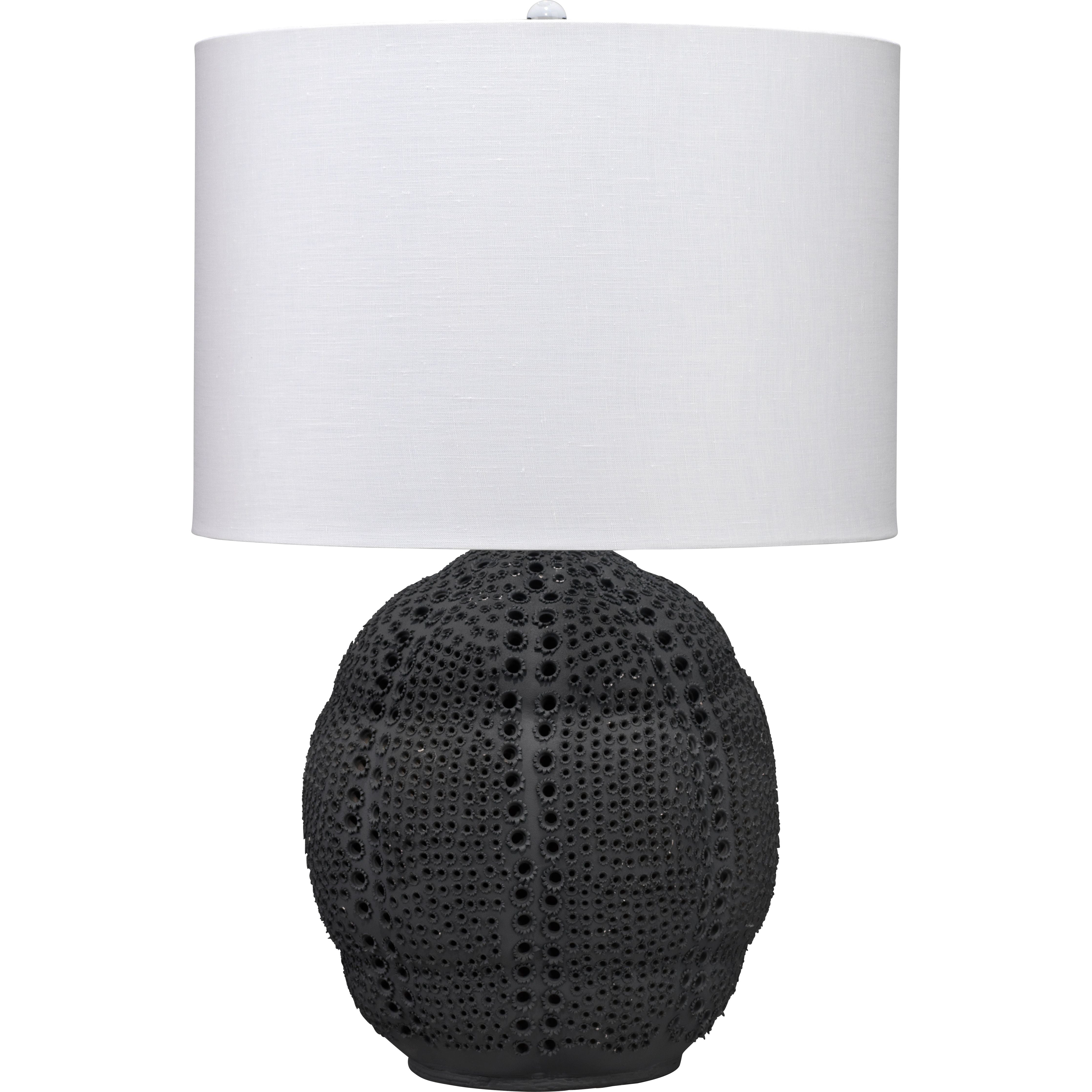 Lunar Polyresin Table Lamp with Linen Shade Black by Jamie Young