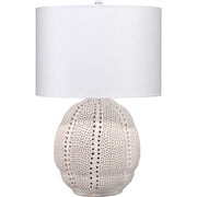 Lunar Polyresin Table Lamp with Linen Shade White by Jamie Young