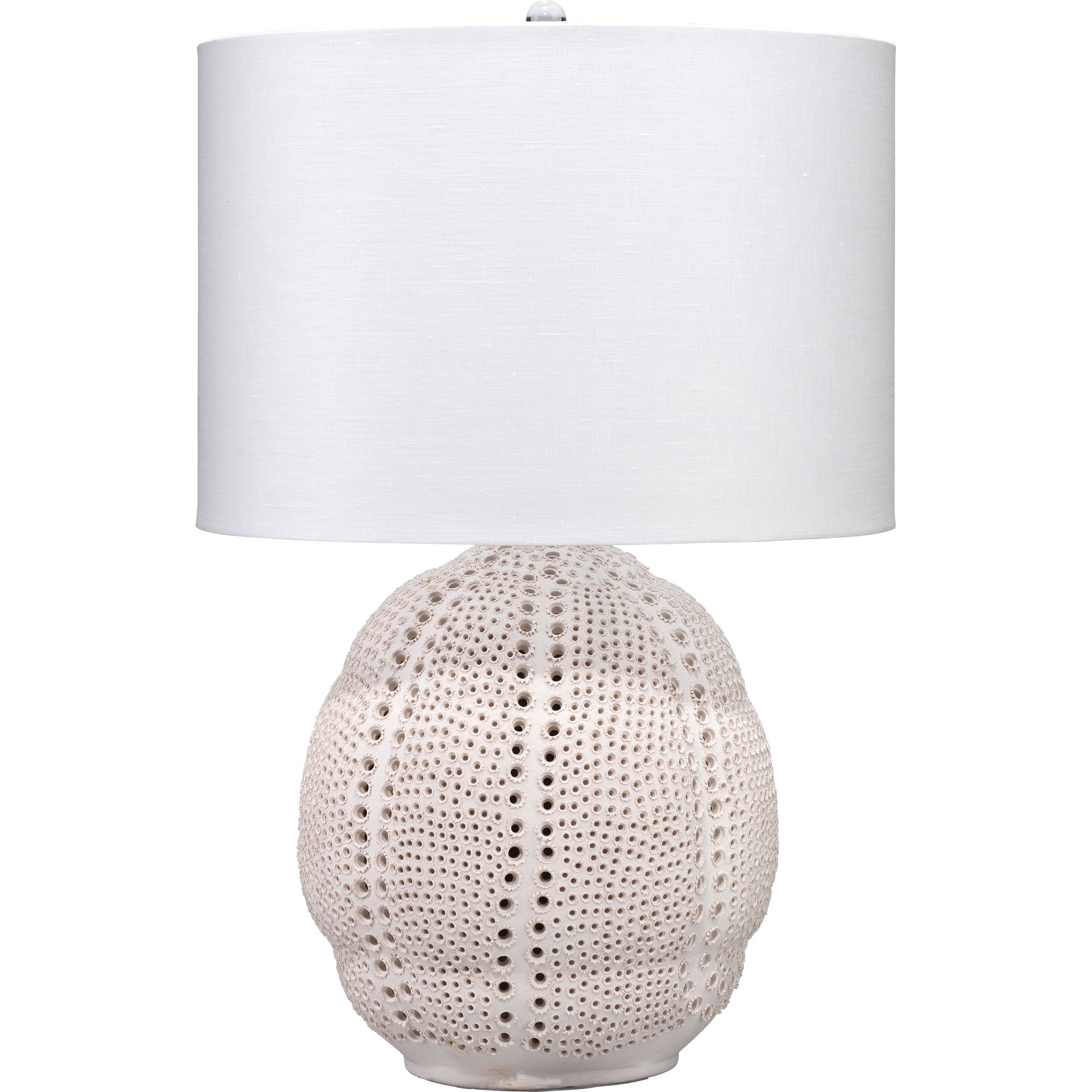 Lunar Polyresin Table Lamp with Linen Shade White by Jamie Young
