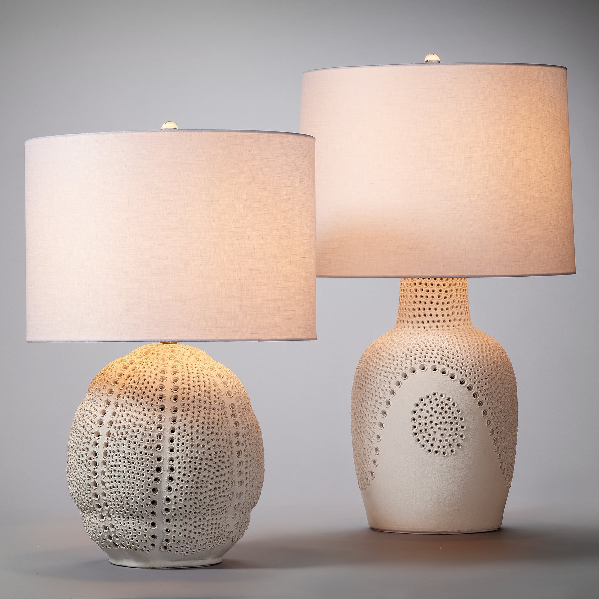 Lunar Polyresin Table Lamp with Linen Shade by Jamie Young