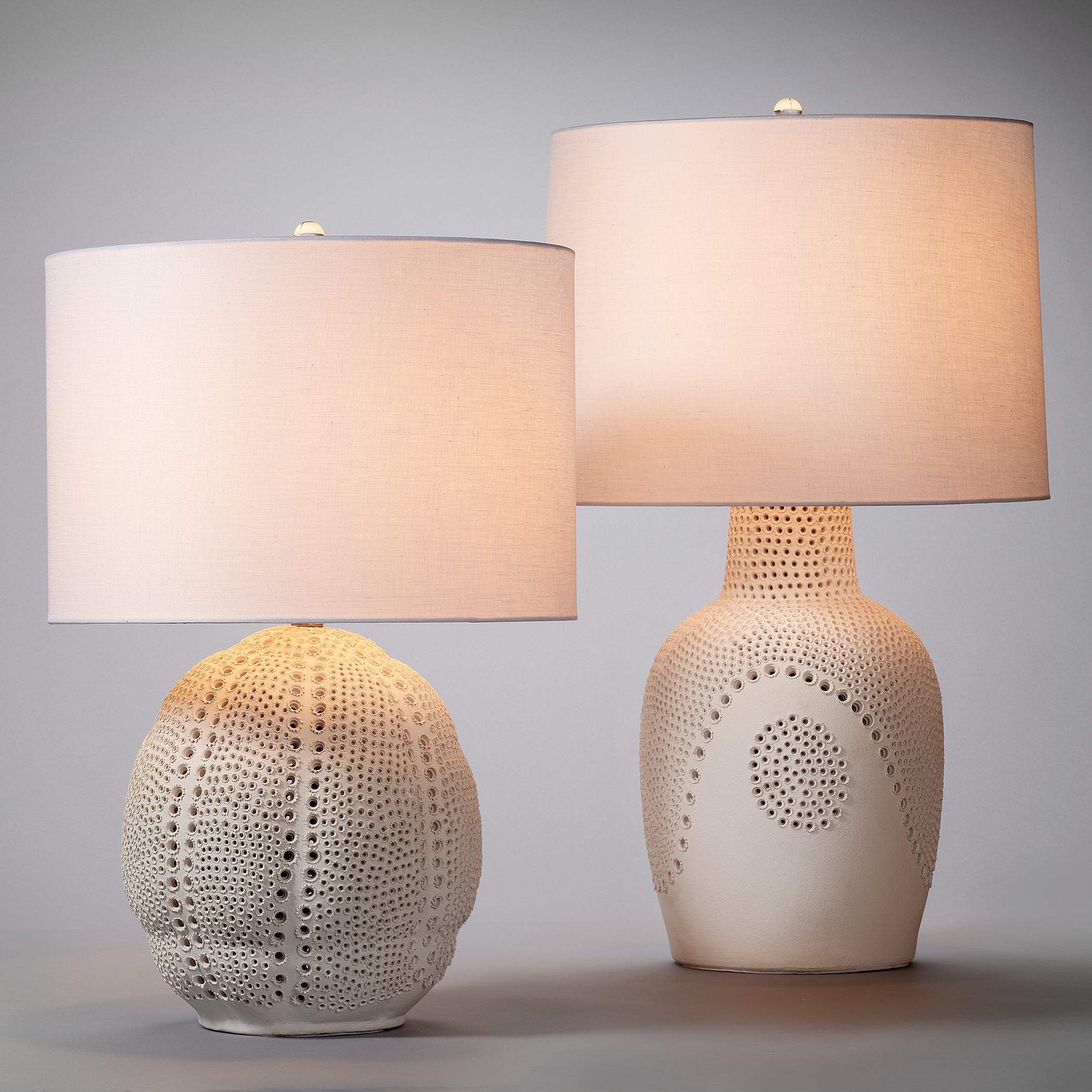 Lunar Polyresin Table Lamp with Linen Shade by Jamie Young