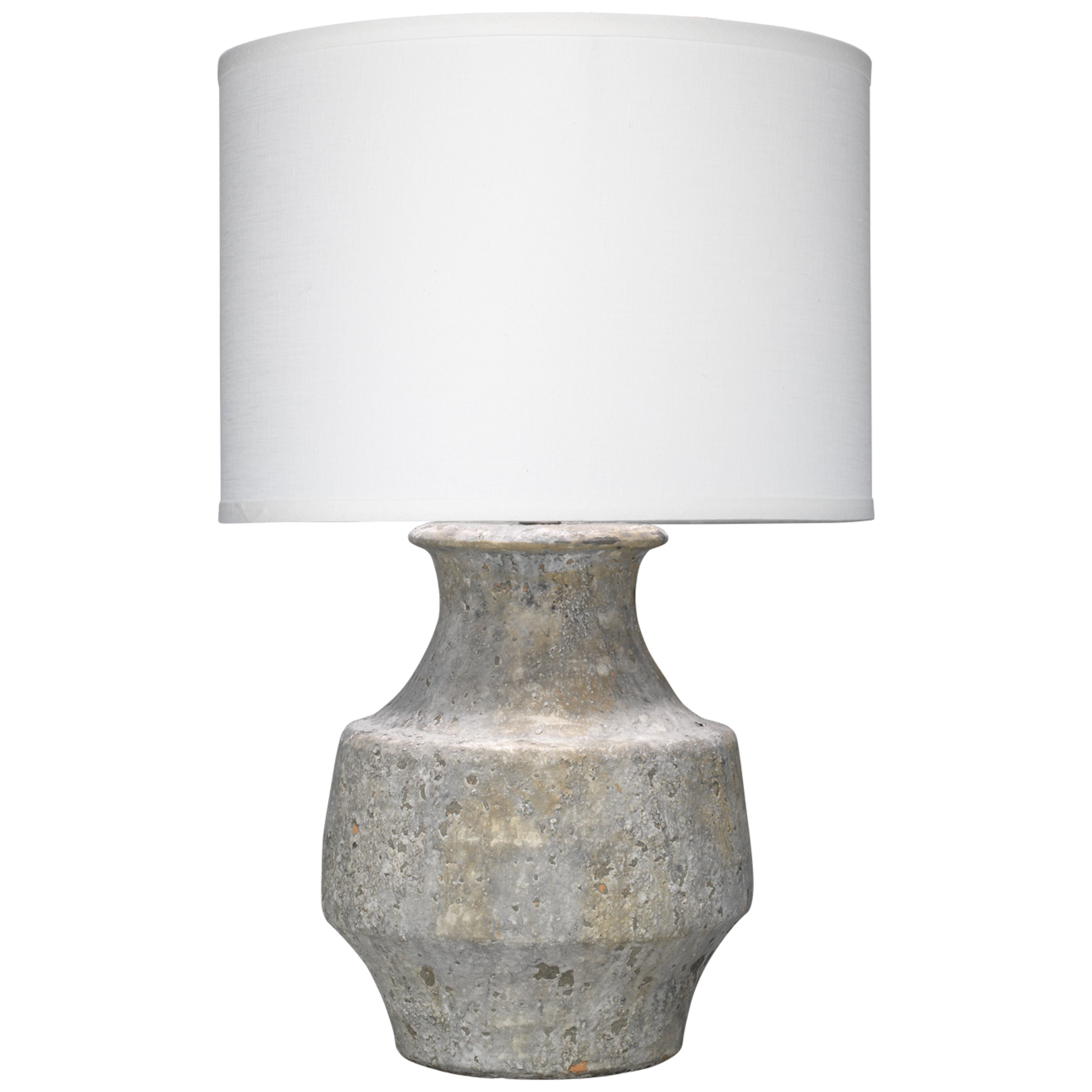 Masonry Ceramic Table Lamp with Linen Shade, Grey by Jamie Young