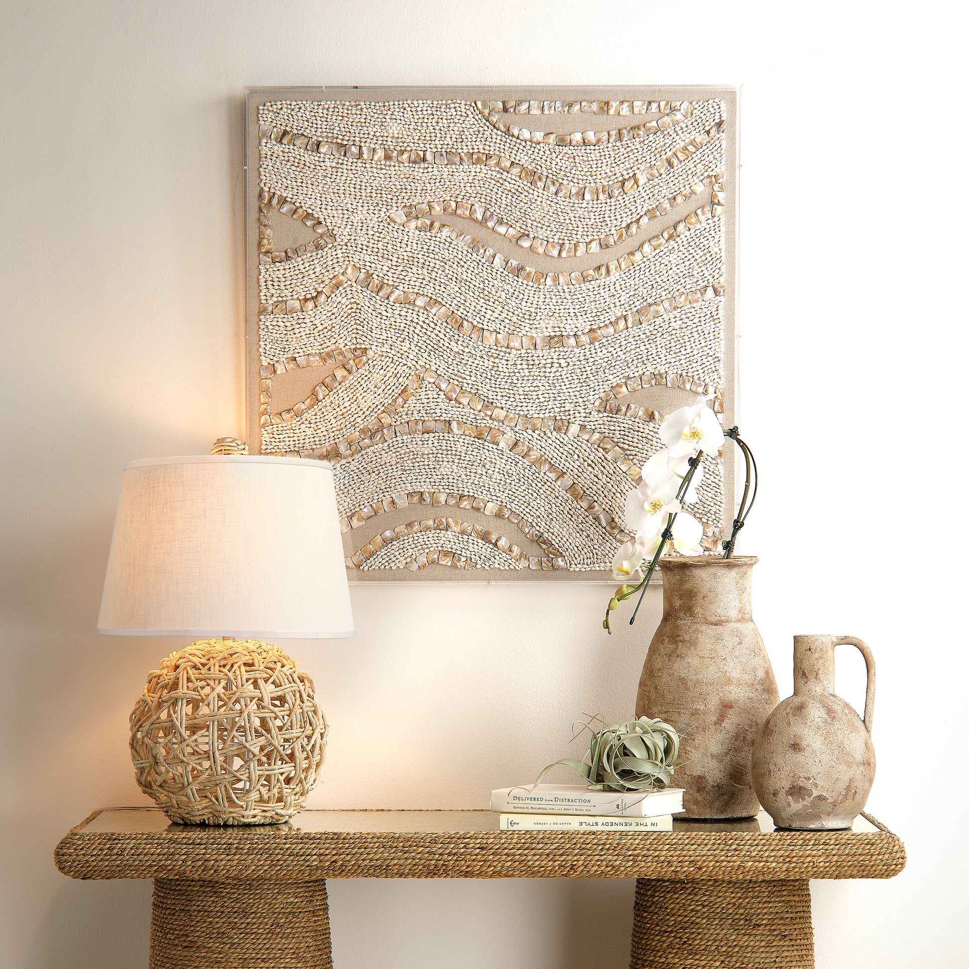 Maui Rope Table Lamp with Linen Shade by Jamie Young