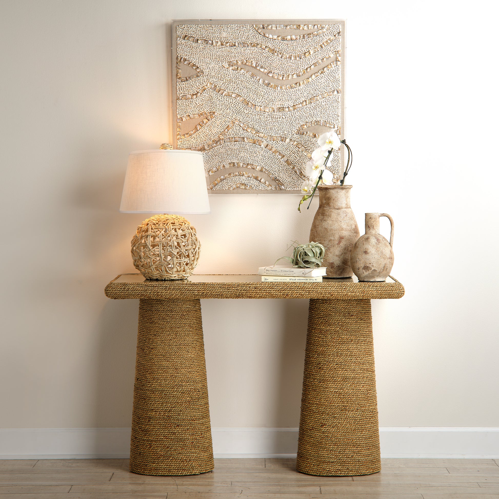 Maui Rope Table Lamp with Linen Shade by Jamie Young