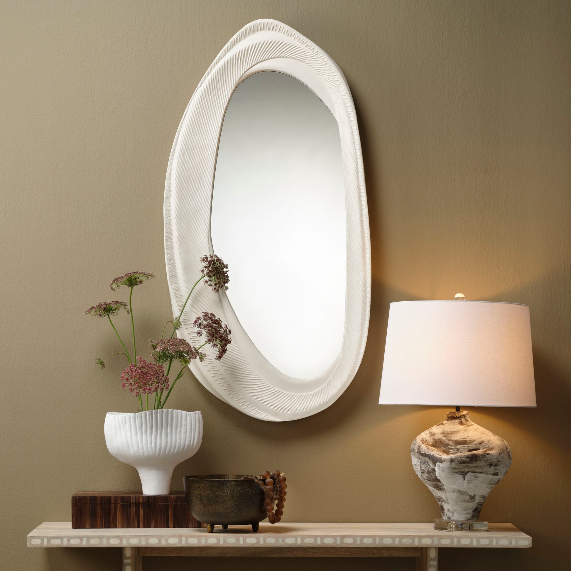 Maurice Ceramic Table Lamp with Linen Shade by Jamie Young