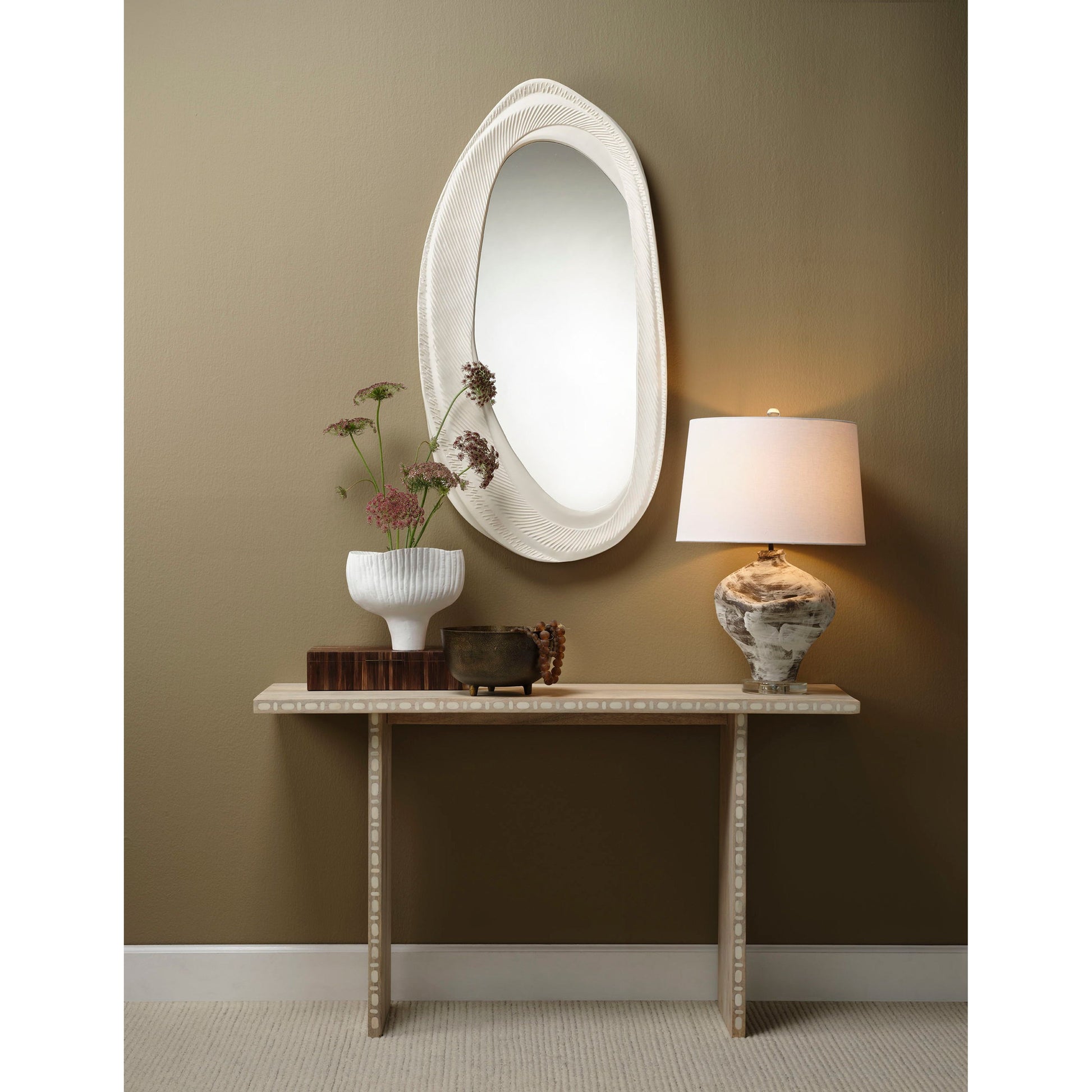 Maurice Ceramic Table Lamp with Linen Shade by Jamie Young