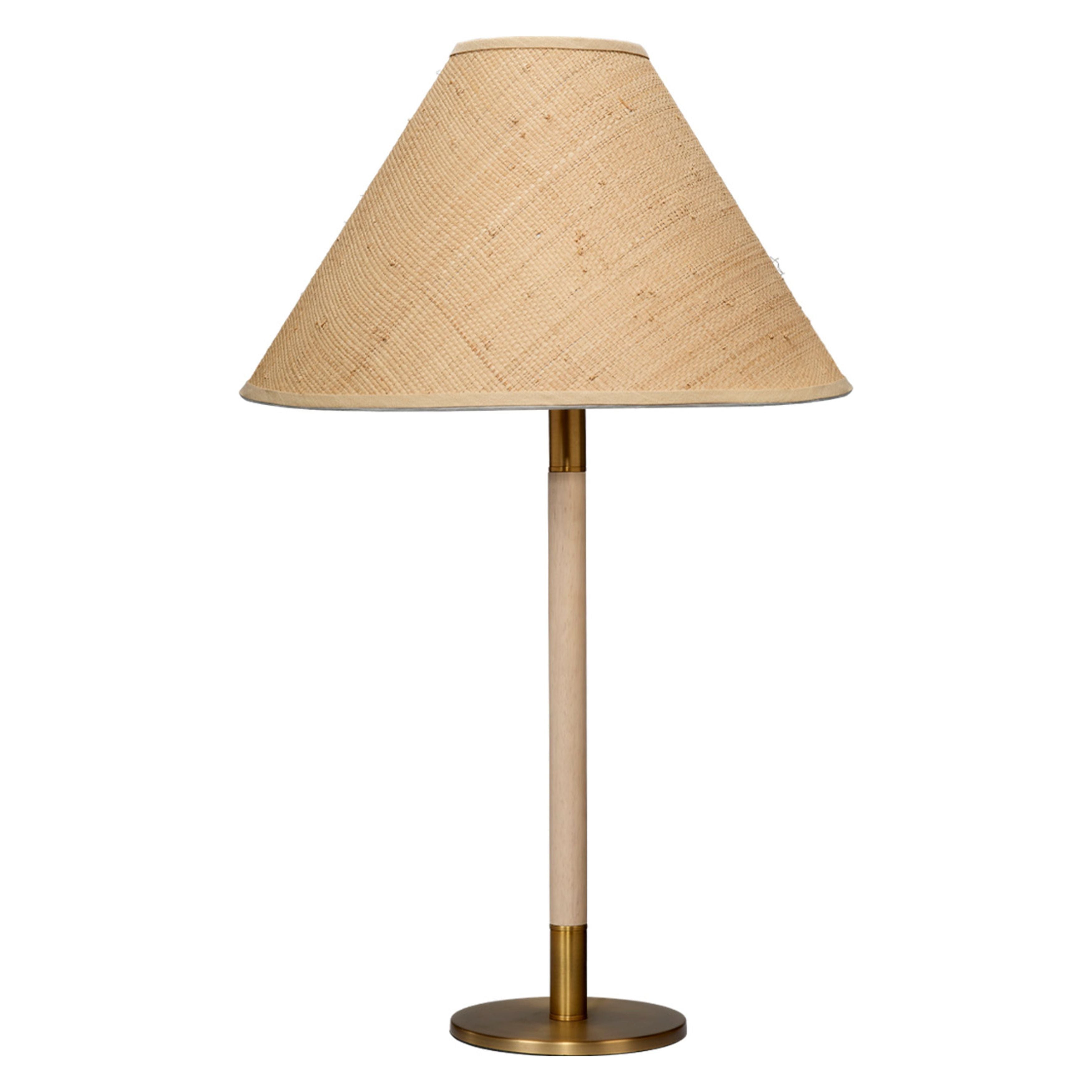 Morgana Wood and Metal Table Lamp with Raffia Shade by Jamie Young