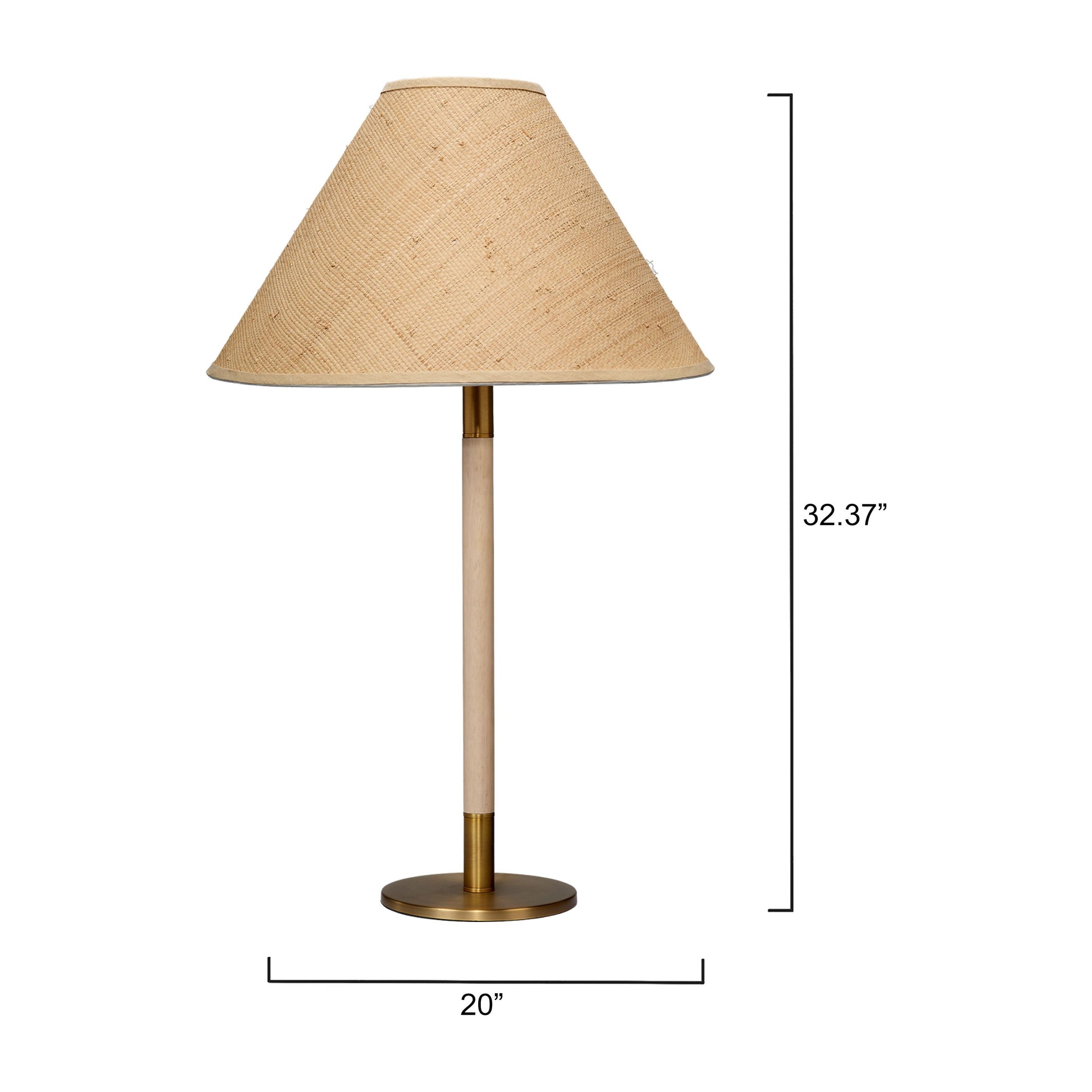 Morgana Wood and Metal Table Lamp with Raffia Shade by Jamie Young