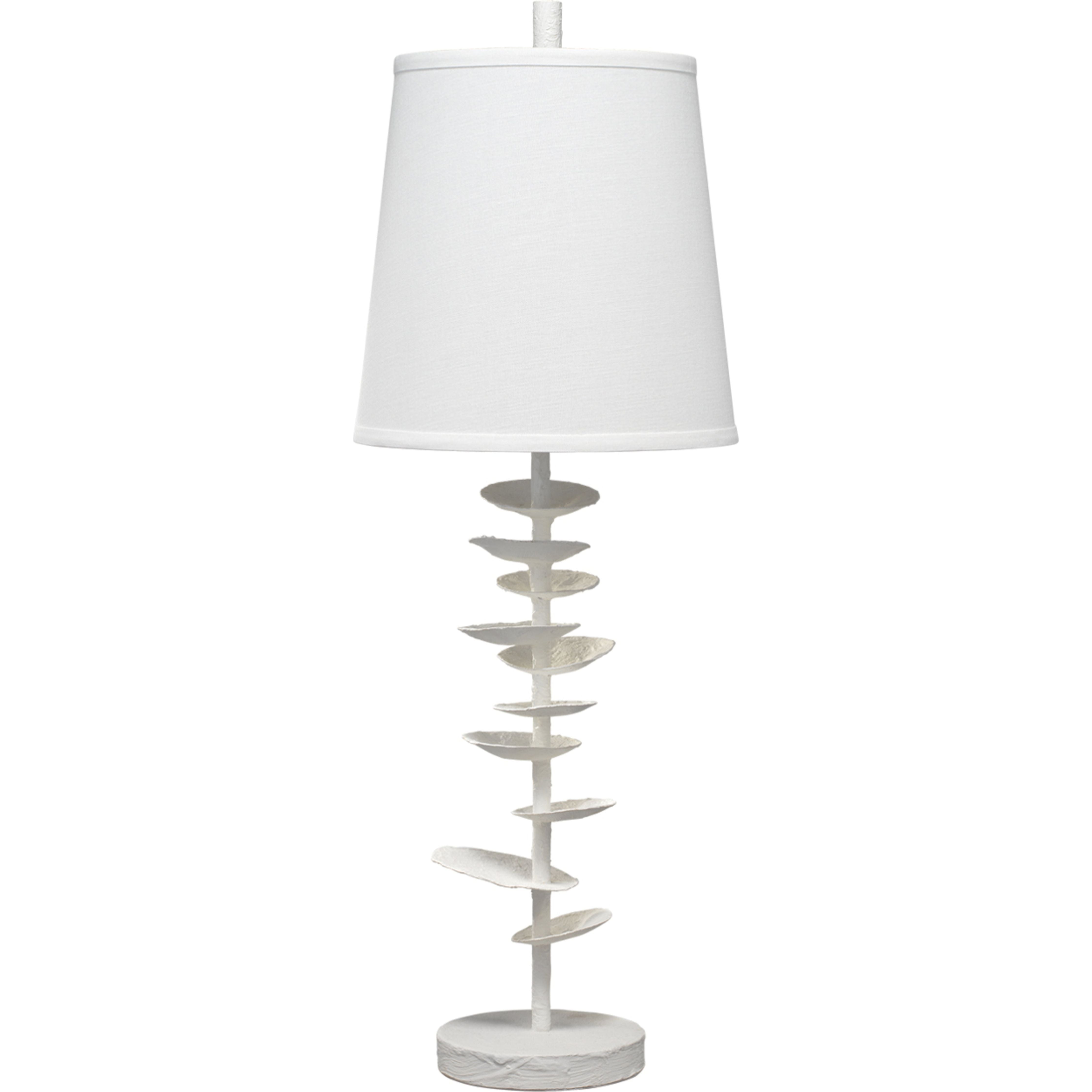 Petals Gesso Table Lamp with Linen Shade by Jamie Young