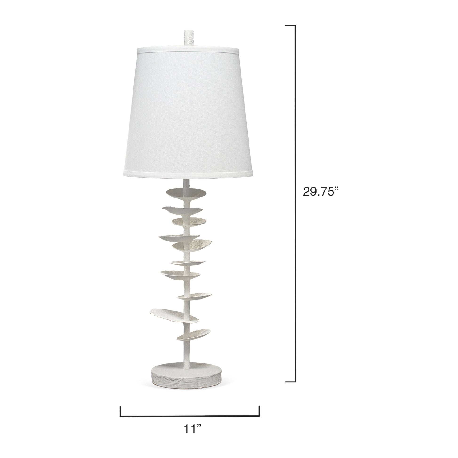 Petals Gesso Table Lamp with Linen Shade by Jamie Young