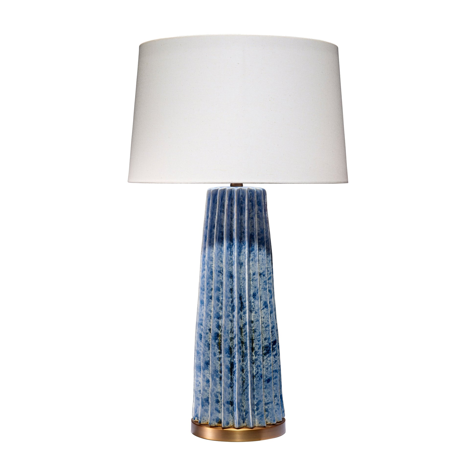 Pleated Ceramic Table Lamp with Linen Shade Blue by Jamie Young