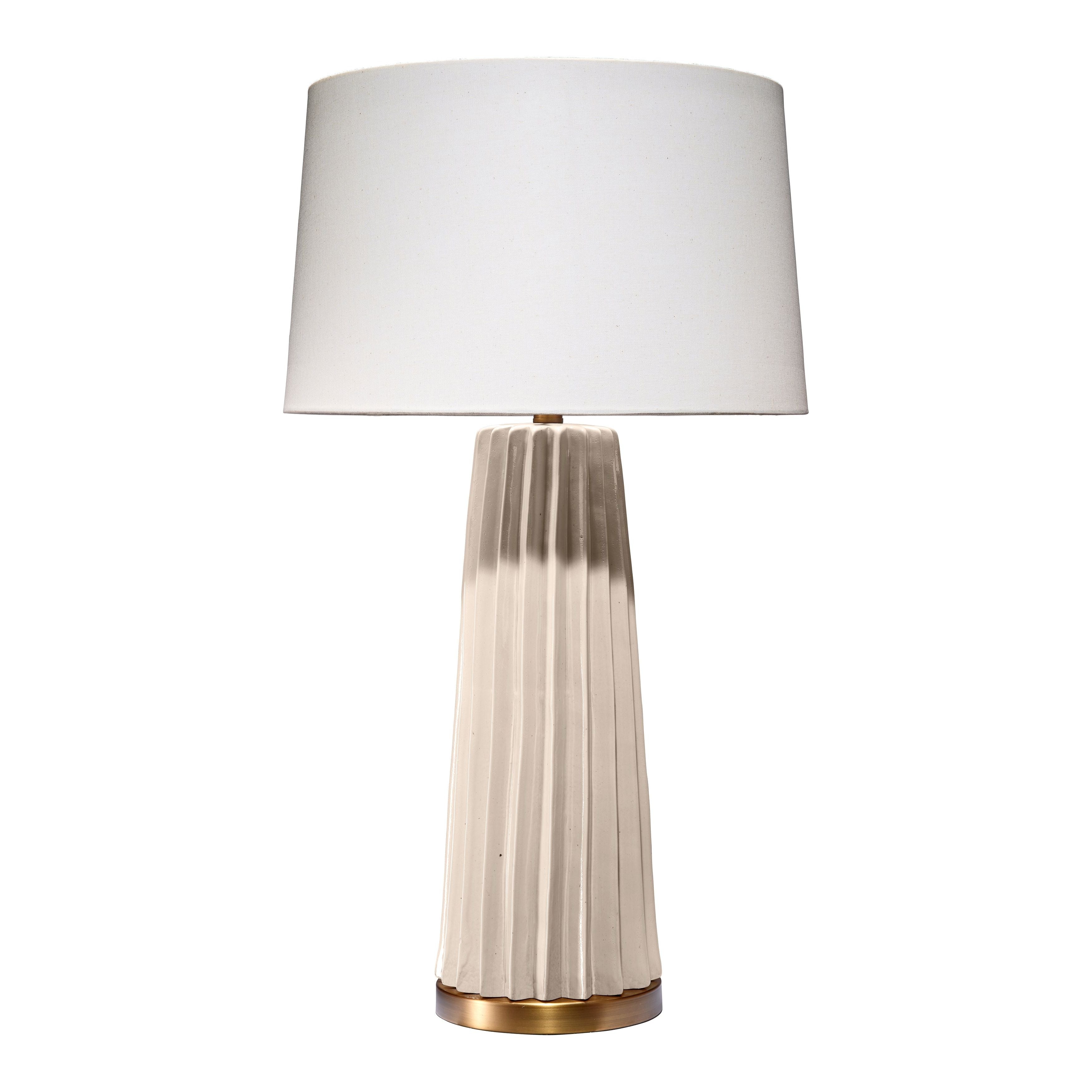 Pleated Ceramic Table Lamp with Linen Shade Cream by Jamie Young