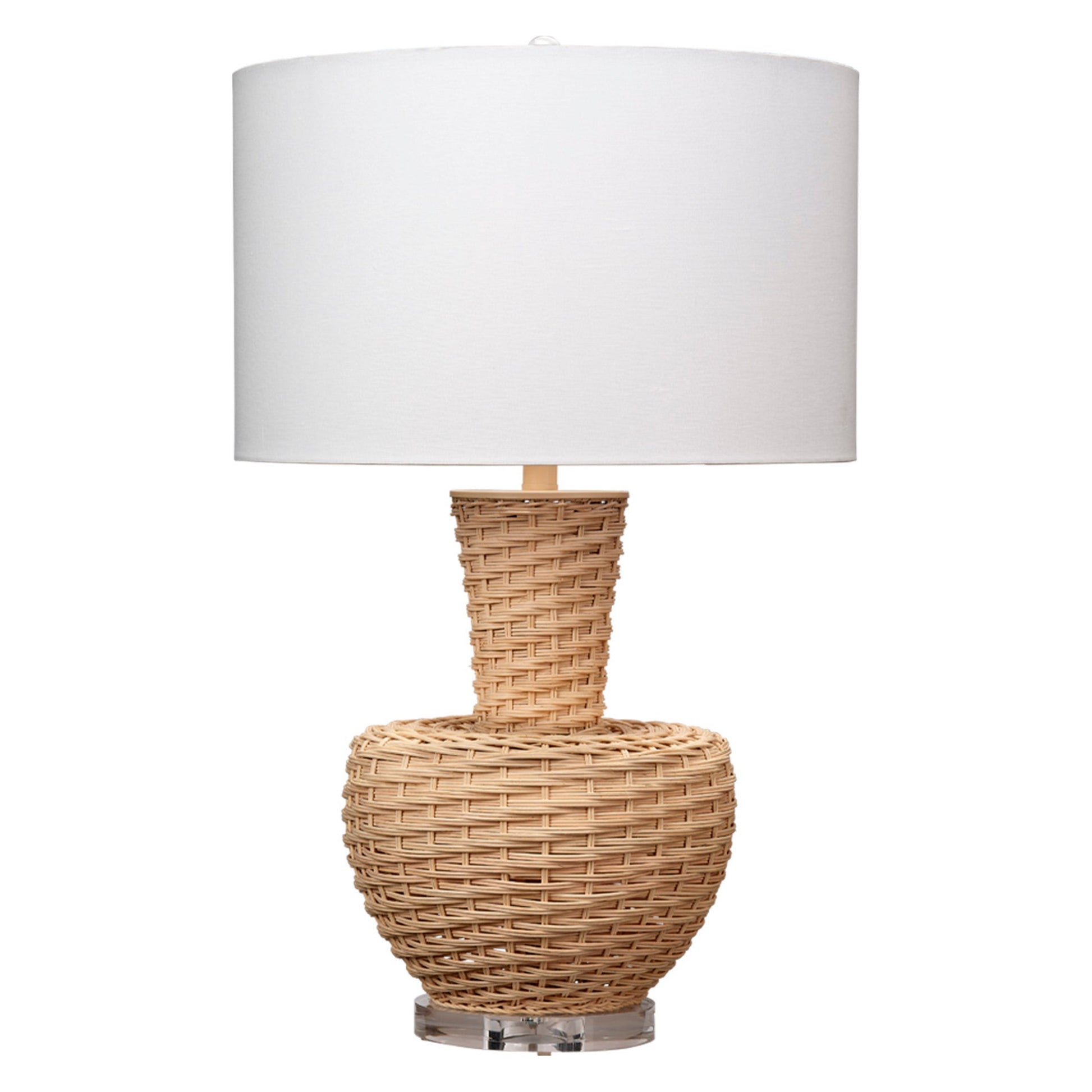 Portobello Rattan Table Lamp with Linen Shade by Jamie Young
