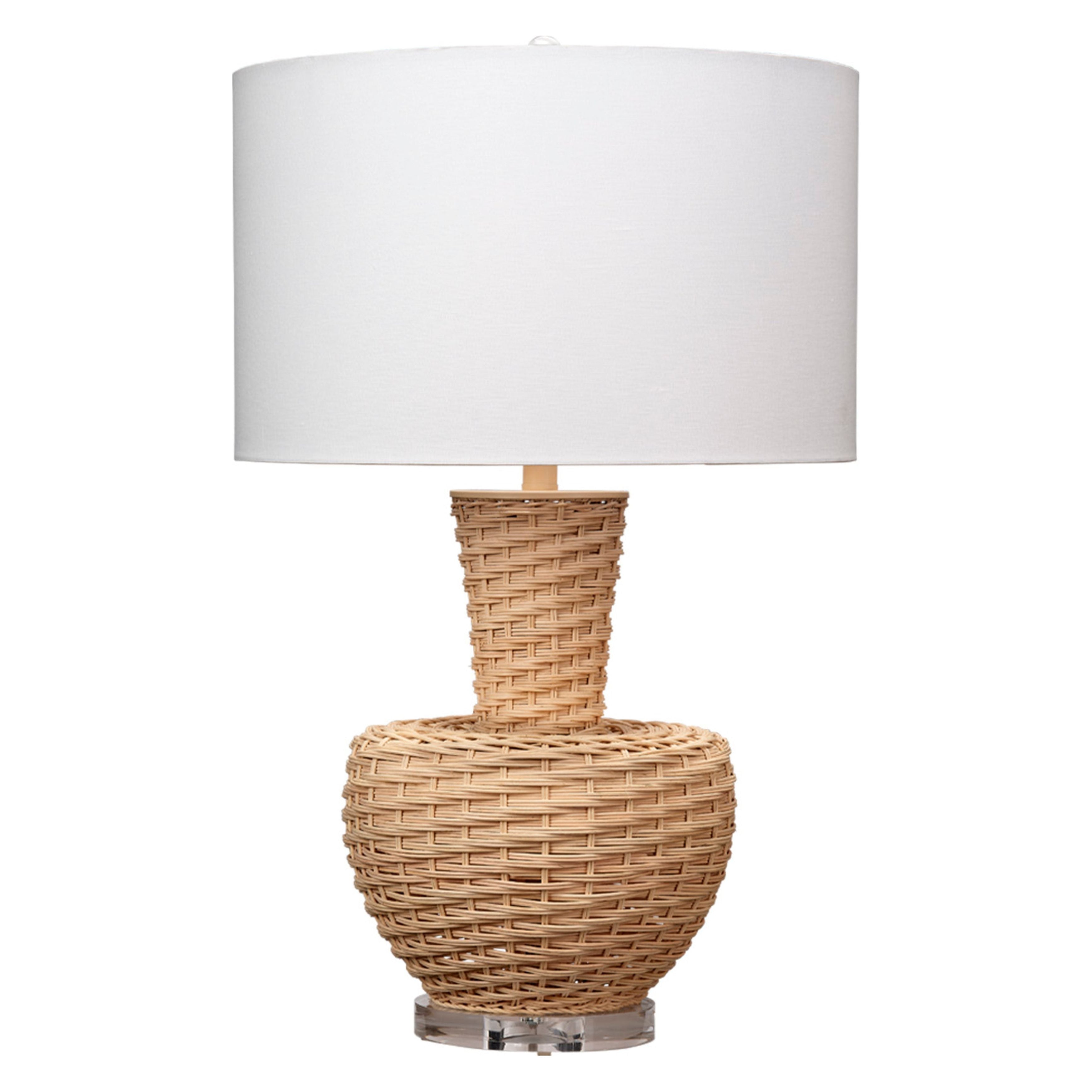 Portobello Rattan Table Lamp with Linen Shade by Jamie Young