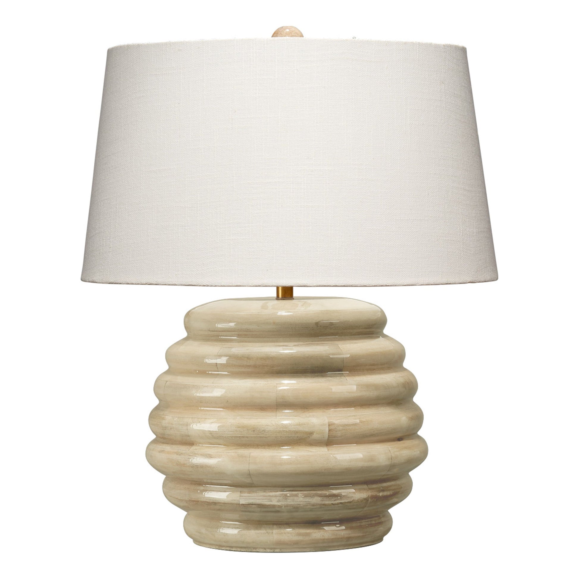 Soroban Mango Wood Table Lamp with Linen Shade by Jamie Young