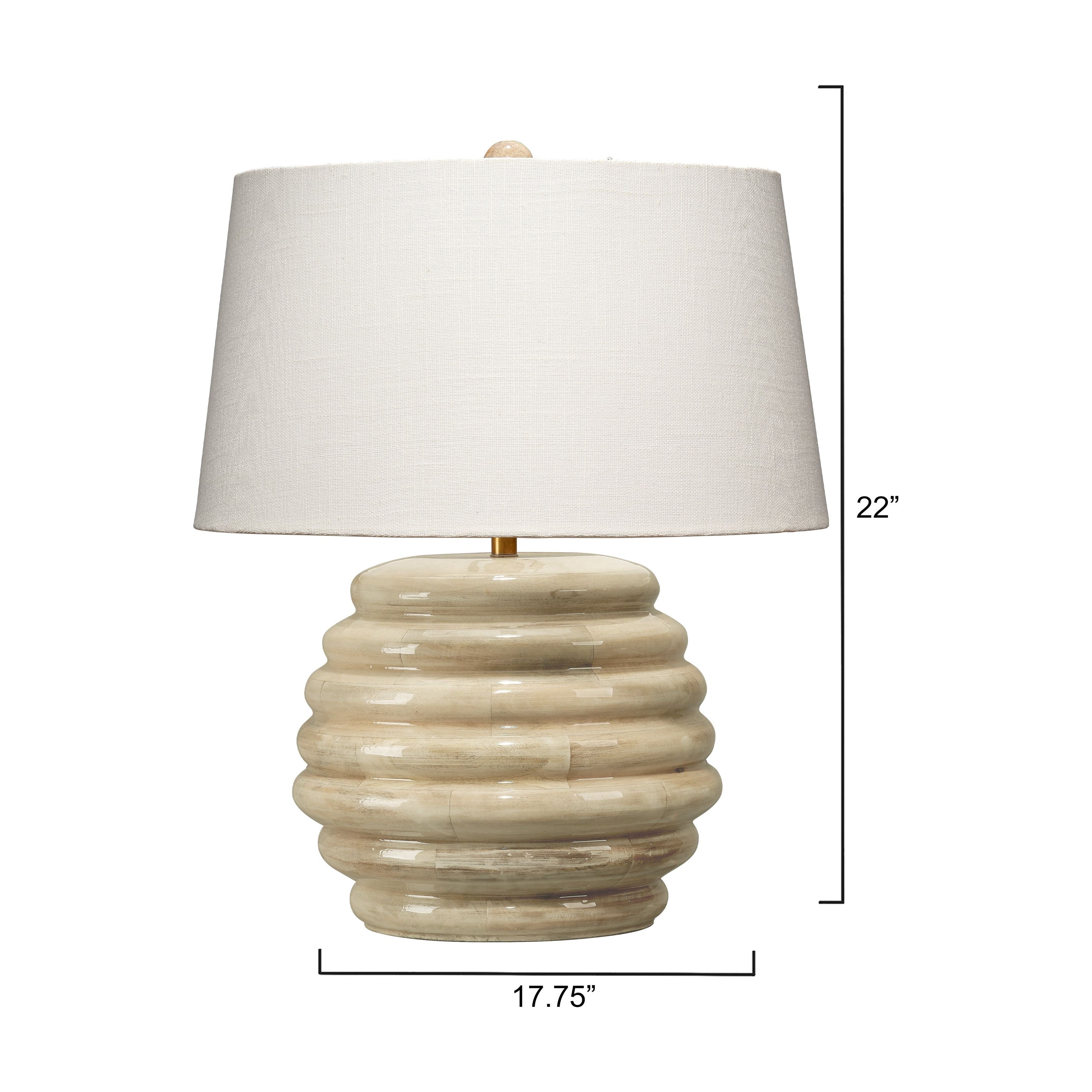 Soroban Mango Wood Table Lamp with Linen Shade by Jamie Young