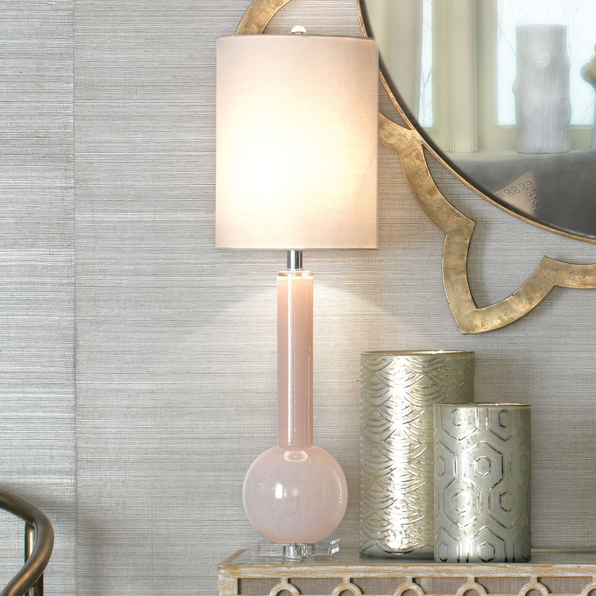 Studio Table Glass Lamp with Linen Shade by Jamie Young