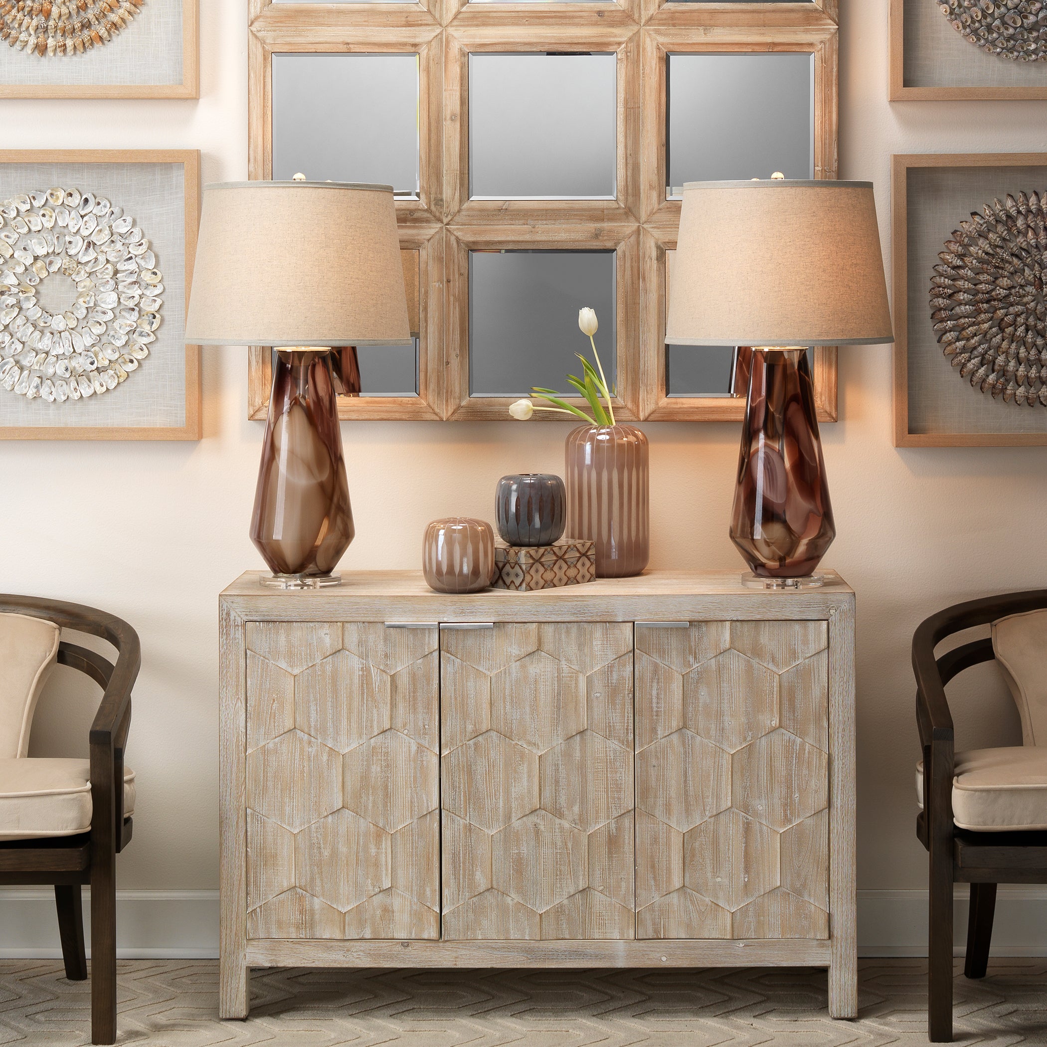 Watercolor Glass Table Lamp with Linen Shade by Jamie Young