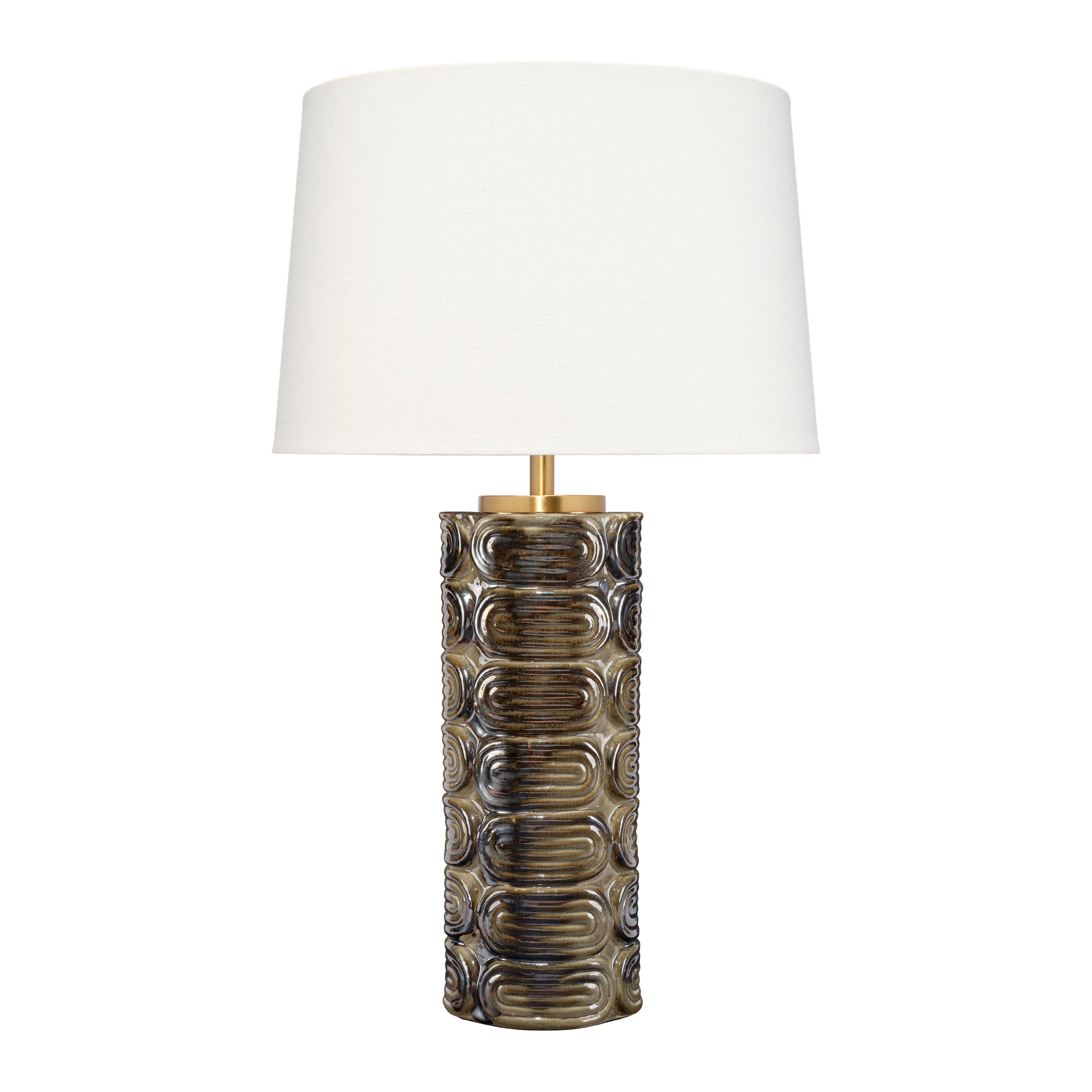 Wright Ceramic Table Lamp with Linen Shade by Jamie Young