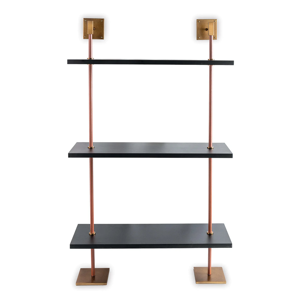 Arnold 3-Tier Shelf 36" – Black & Aged Brass | Port 68