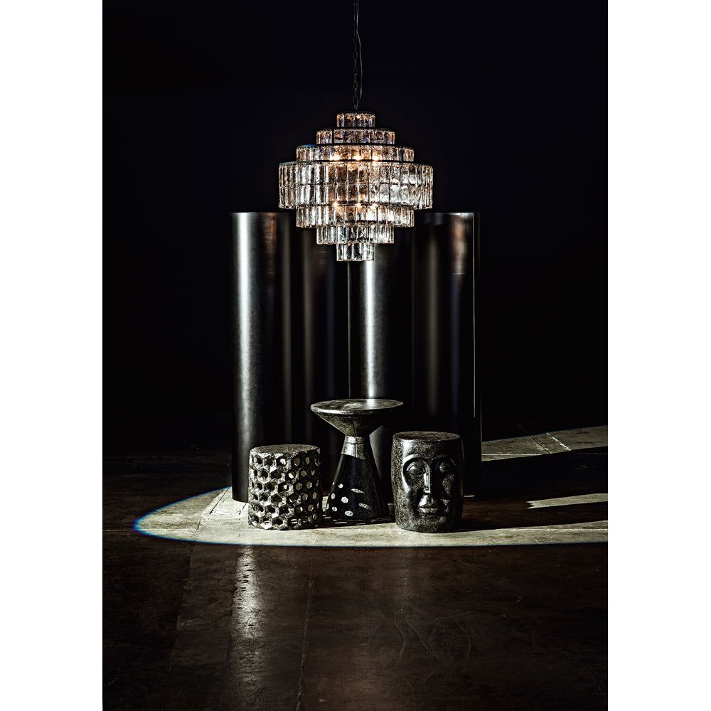 Pedestal Side Table, Black Fiber Cement by NOIR