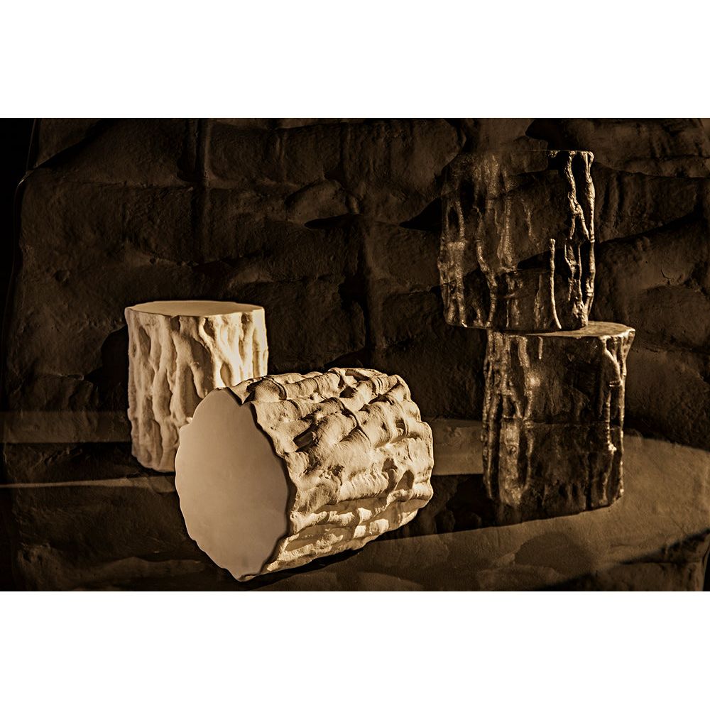 Damono Stool/Side Table, White Fiber Cement by NOIR