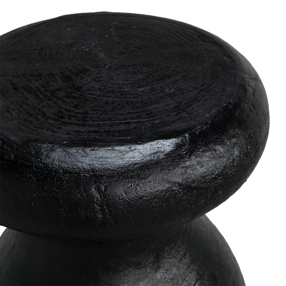 Samson Stool/Side Table, Black Burnt Resin by NOIR