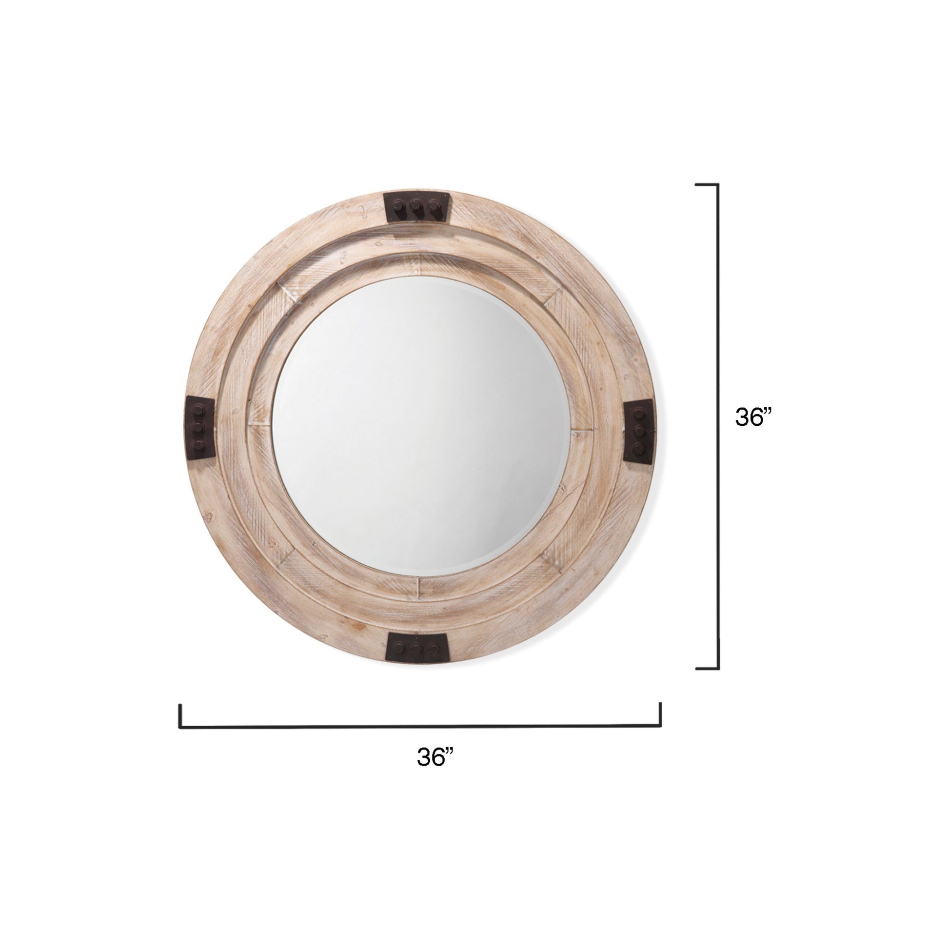 Foreman Wood Round Wall Mirror, White Washed by Jamie Young