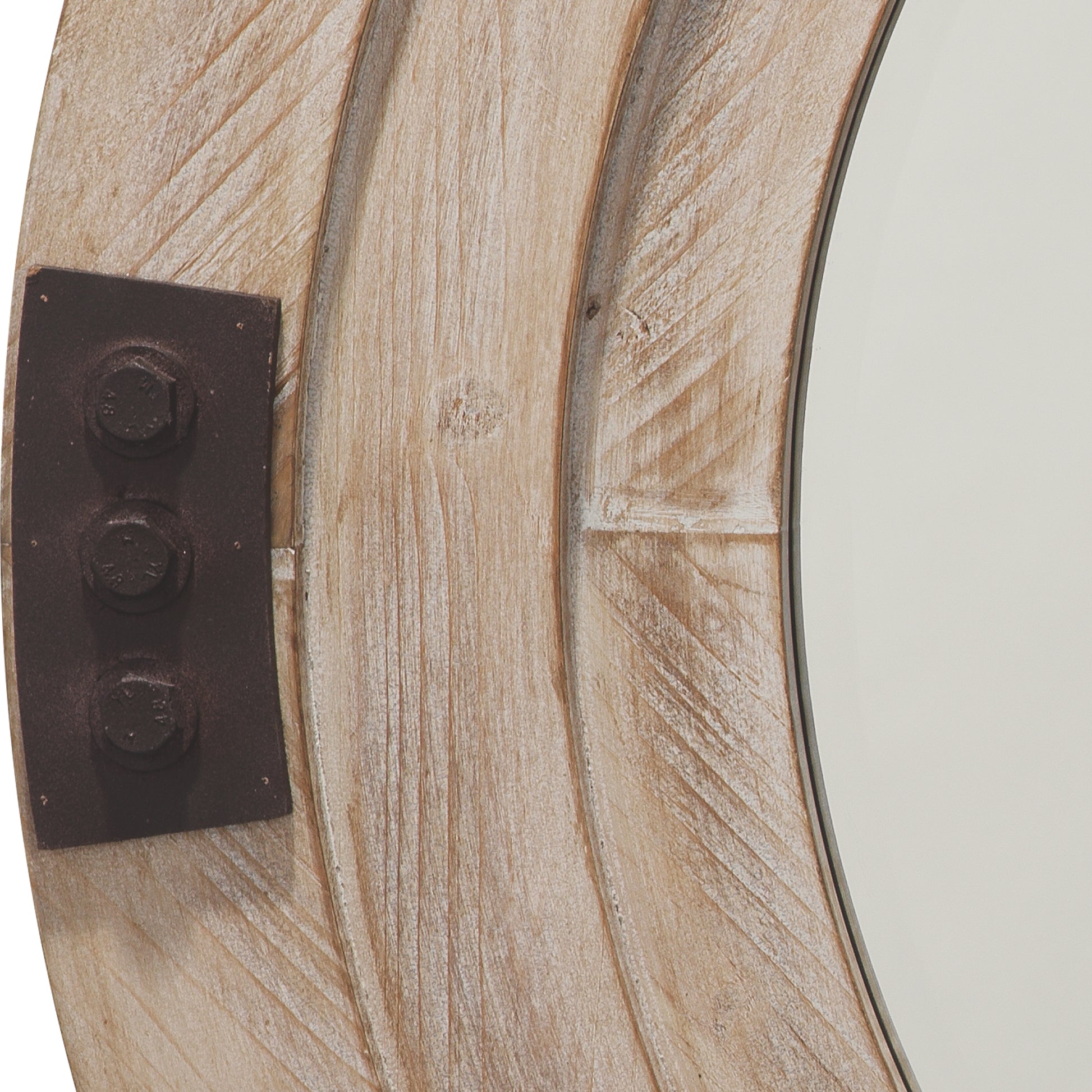 Foreman Wood Round Wall Mirror, White Washed by Jamie Young