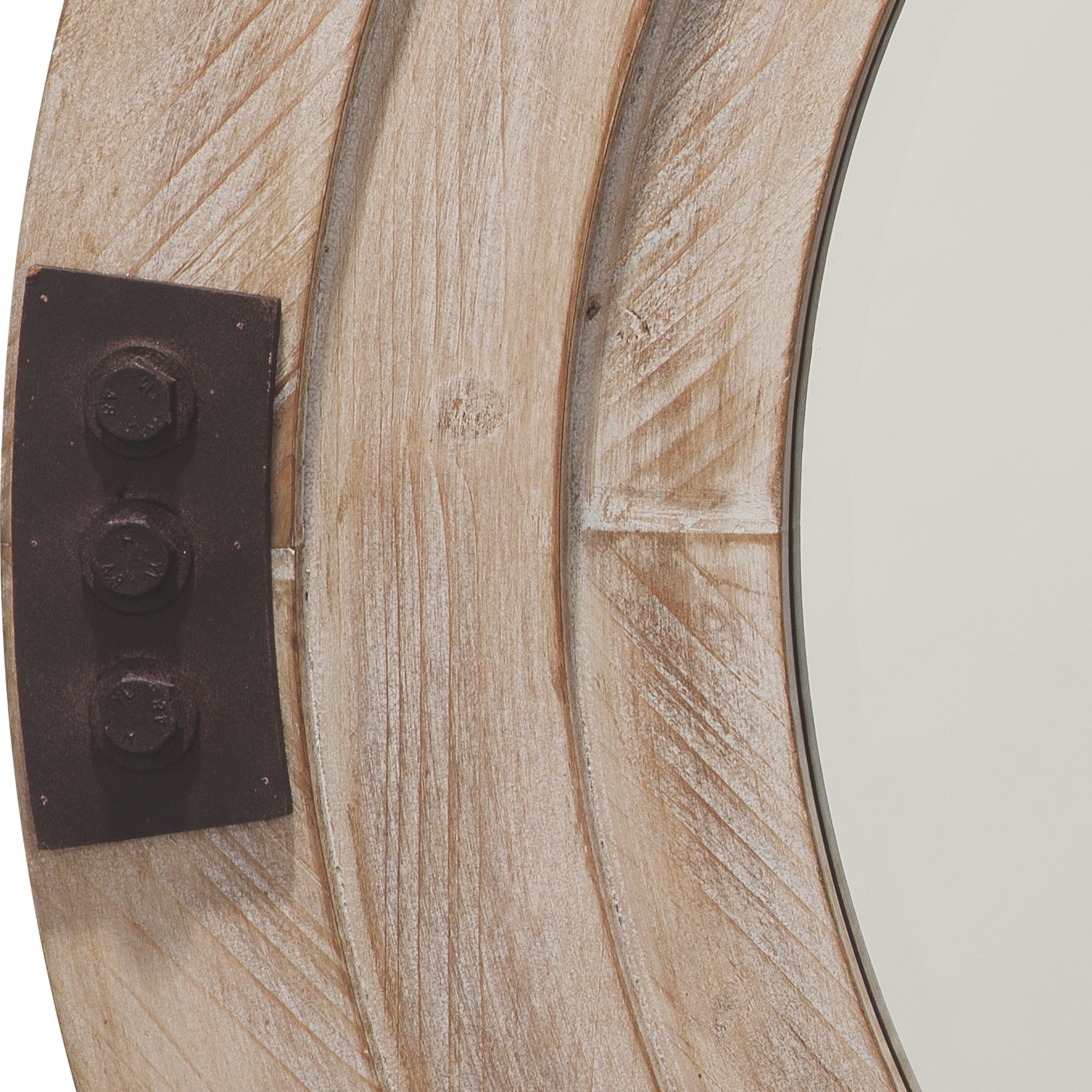 Foreman Wood Round Wall Mirror, White Washed by Jamie Young