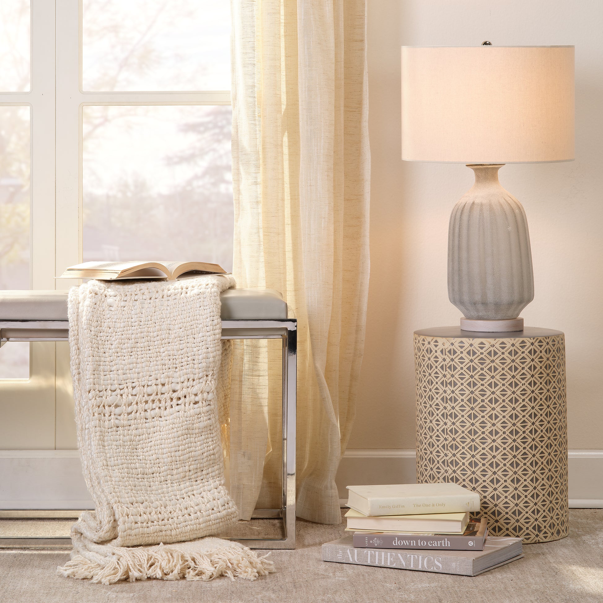 Frosted Glass Table Lamp, Grey by Jamie Young