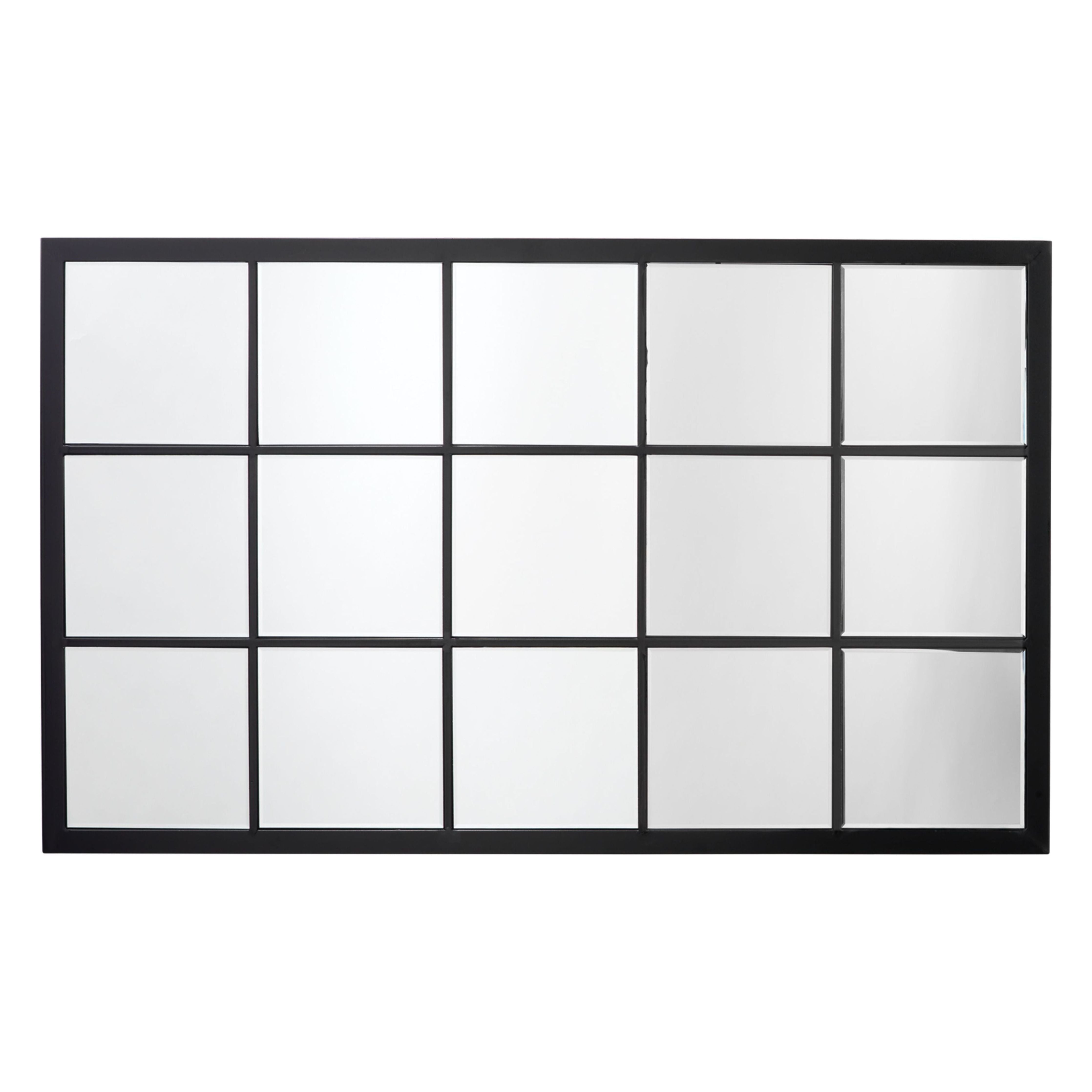 Tribecca Iron Grid Rectangle Wall Mirror, Black by Jamie Young