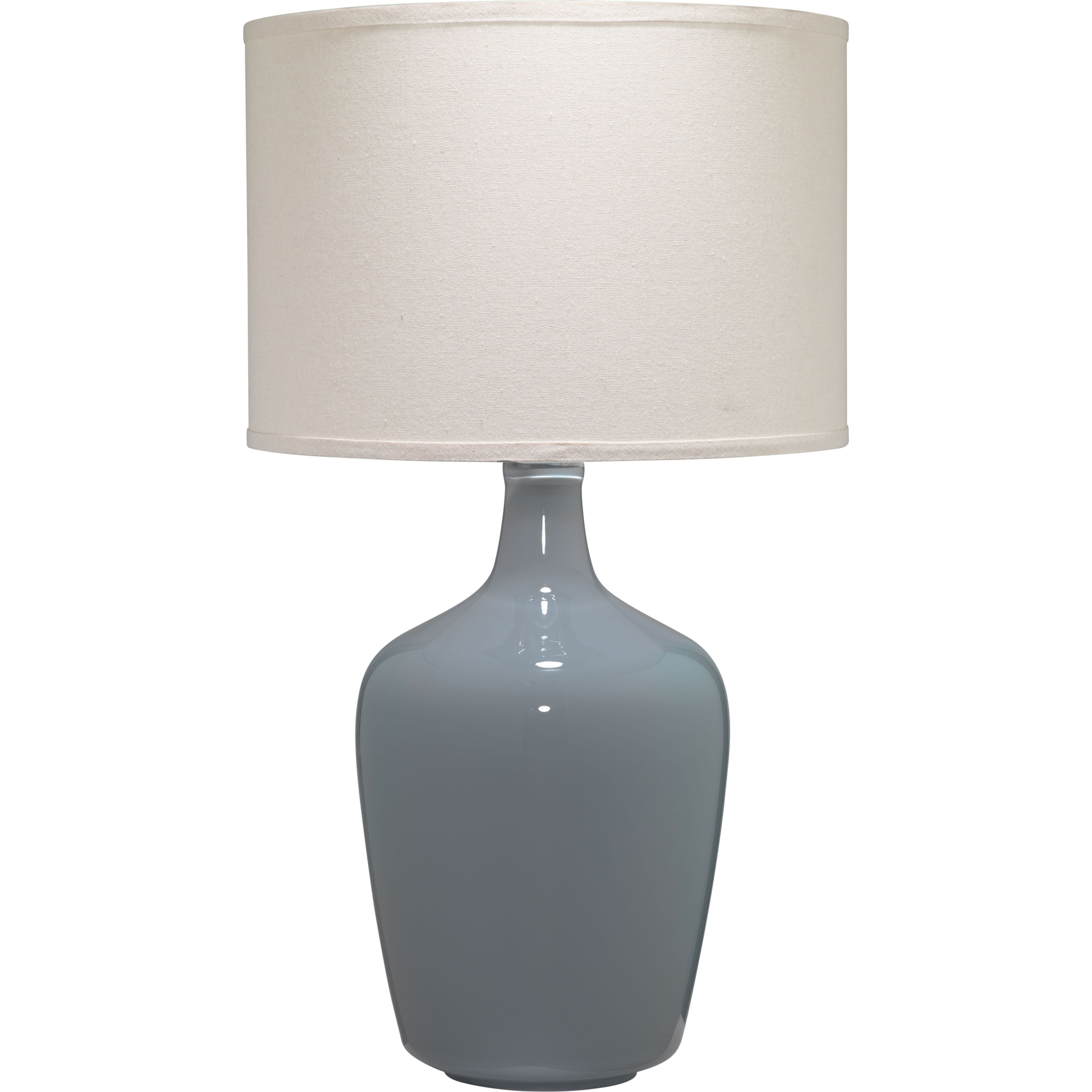 Plum Blown Glass Jar Table Lamp with Linen Shade, Grey by Jamie Young