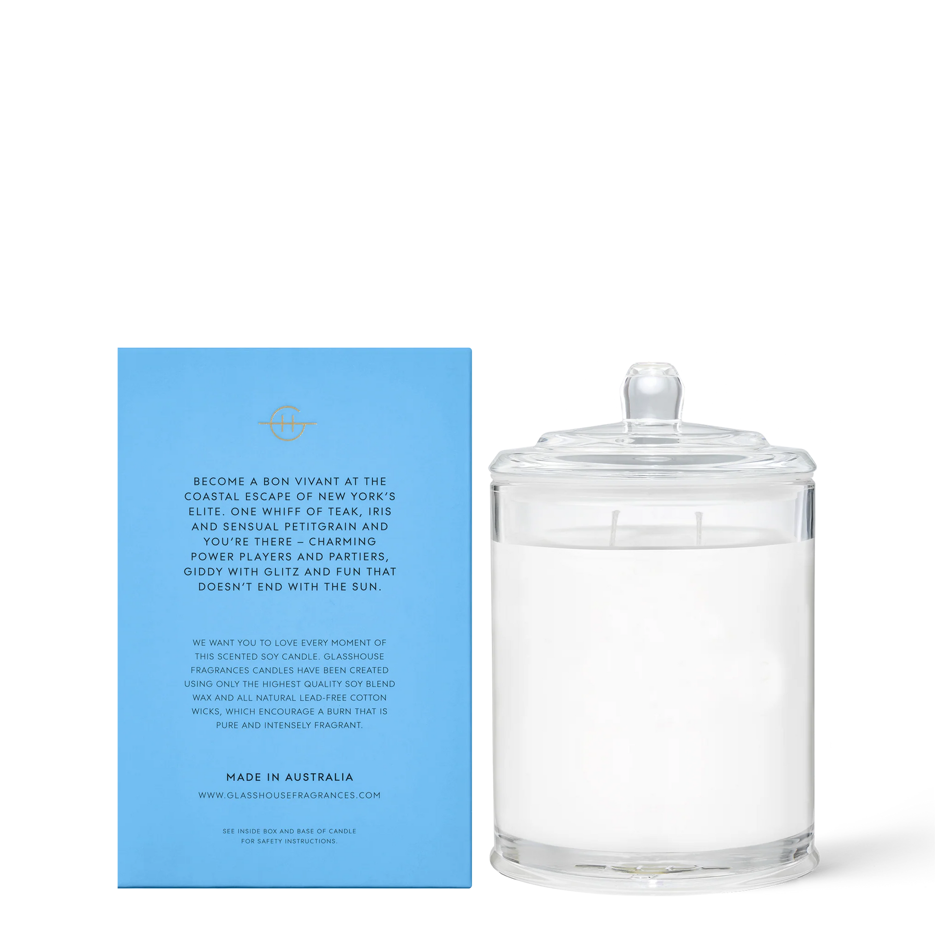 The Hamptons Candle – Teak & Petitgrain by Glasshouse Fragrances