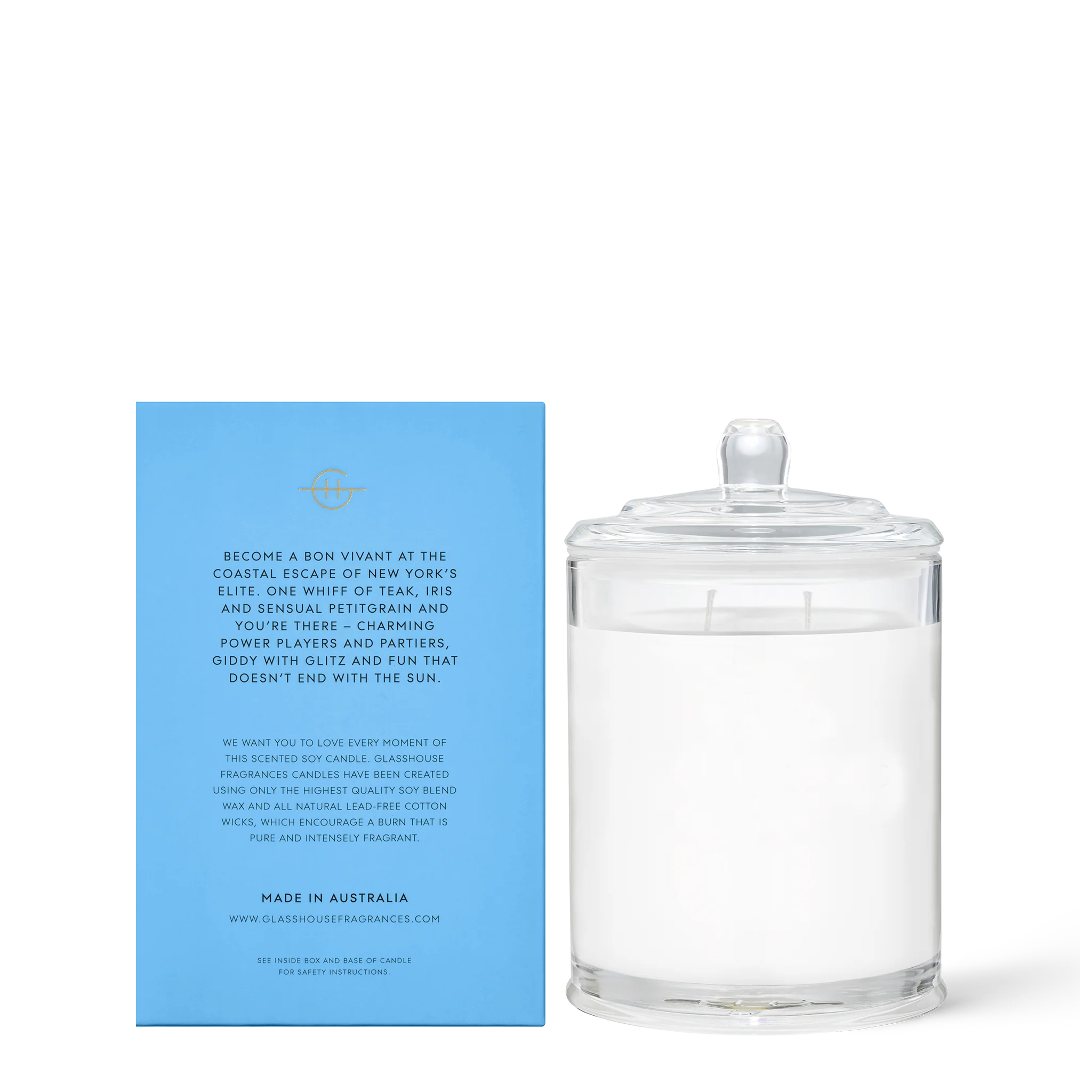 The Hamptons Candle – Teak & Petitgrain by Glasshouse Fragrances