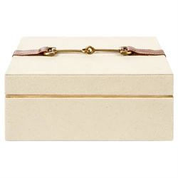 Buckley Tan Leather Natural Canvas Rectangular Decorative Box by Currey & Company