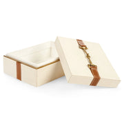 Buckley Tan Leather Natural Canvas Rectangular Decorative Box by Currey & Company