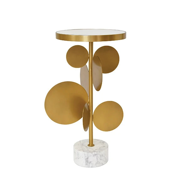 Cassius Side Table – Antique Brass & White Marble | Worlds Away
